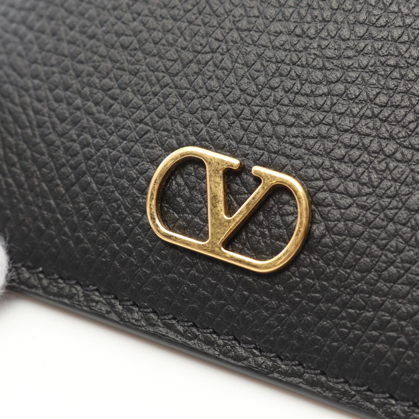 Valentino Valentino V Logo Signature Card Case Leather Black Size ONE SIZE - 5 Thumbnail