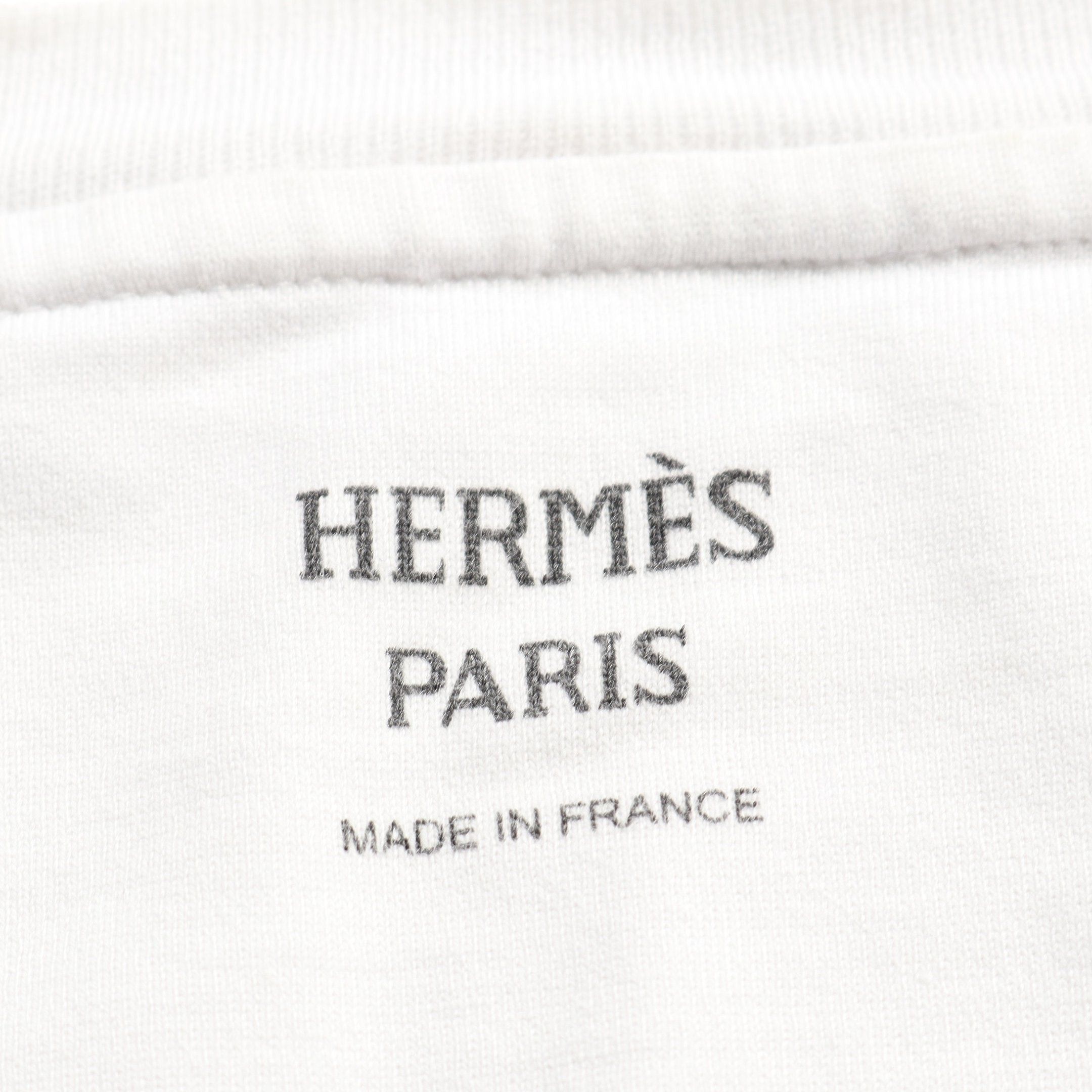 Hermes Hermes T-Shirt Crew Neck Print Cotton White Size ONE SIZE - 3 Thumbnail