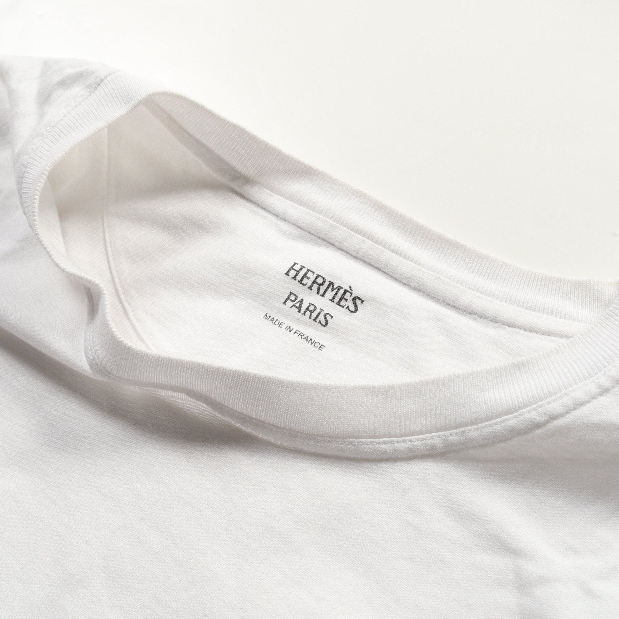 Hermes Hermes T-Shirt Crew Neck Print Cotton White Size ONE SIZE - 5 Thumbnail