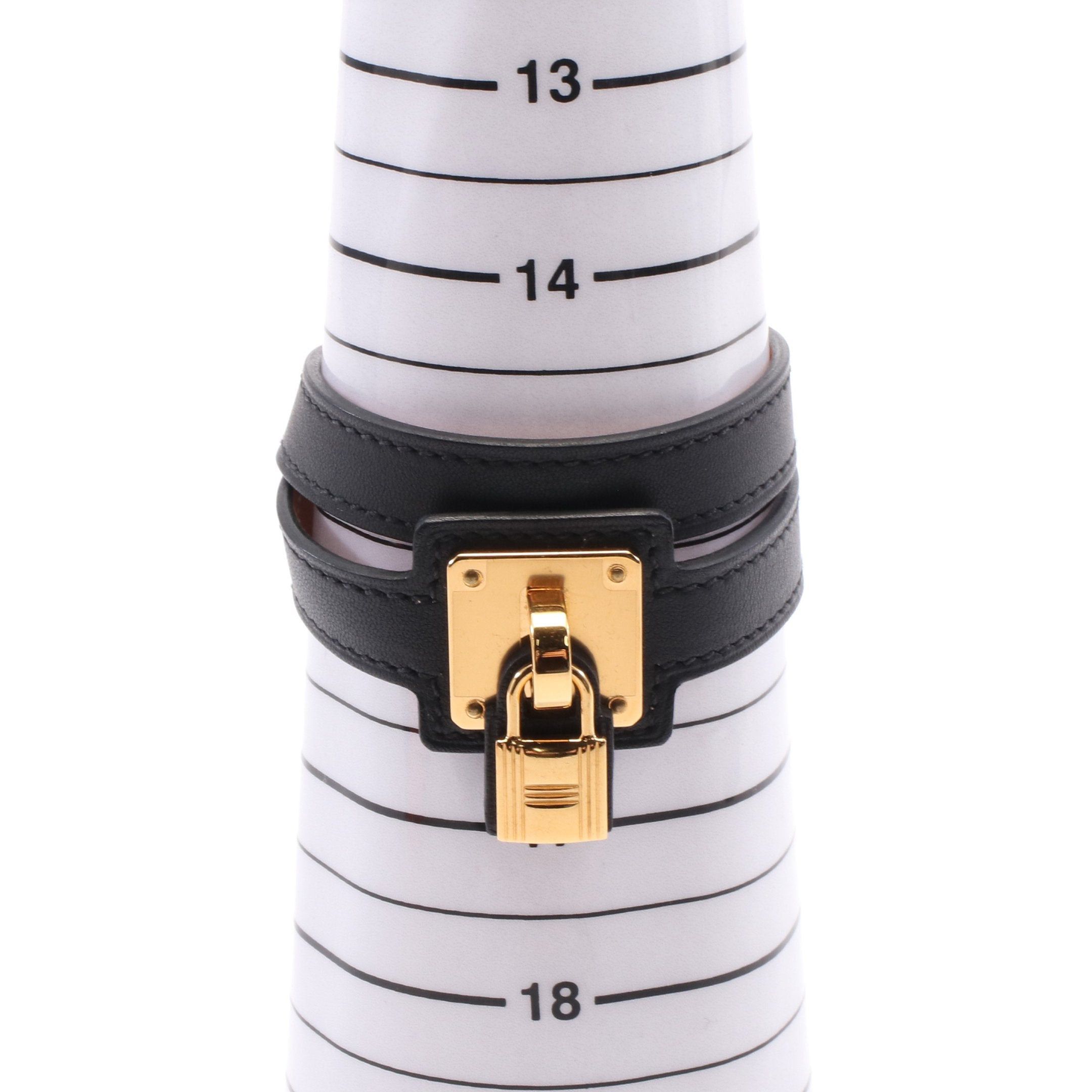 Hermes Hermes Double Tour Okelley Bracelet Veau Swift Gp Black Gold Size ONE SIZE - 6 Thumbnail