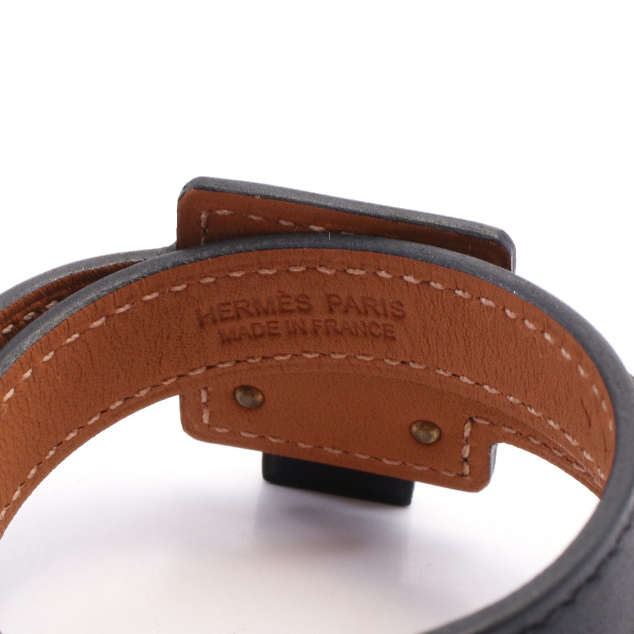 Hermes Hermes Double Tour Okelley Bracelet Veau Swift Gp Black Gold Size ONE SIZE - 3 Thumbnail