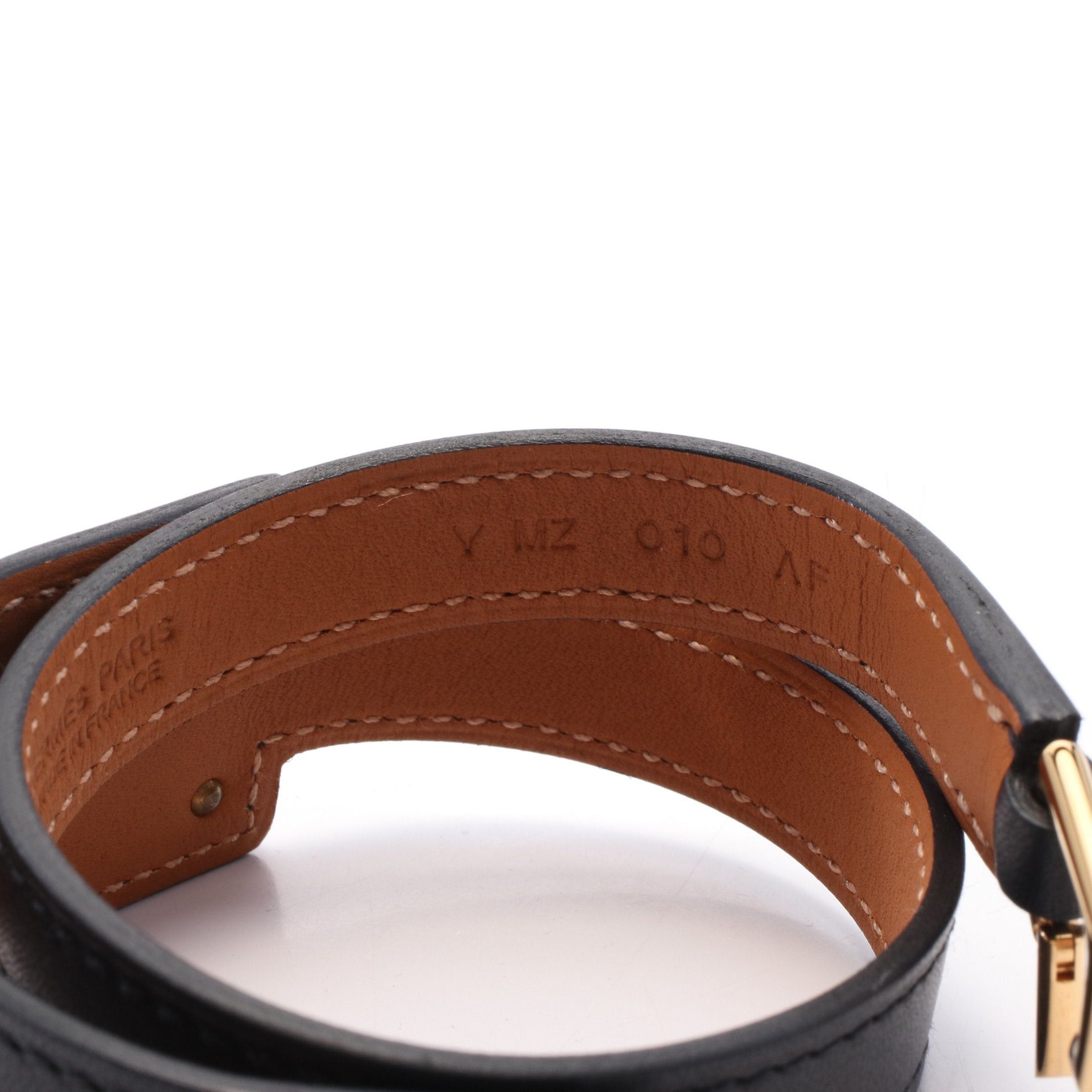Hermes Hermes Double Tour Okelley Bracelet Veau Swift Gp Black Gold Size ONE SIZE - 5 Thumbnail