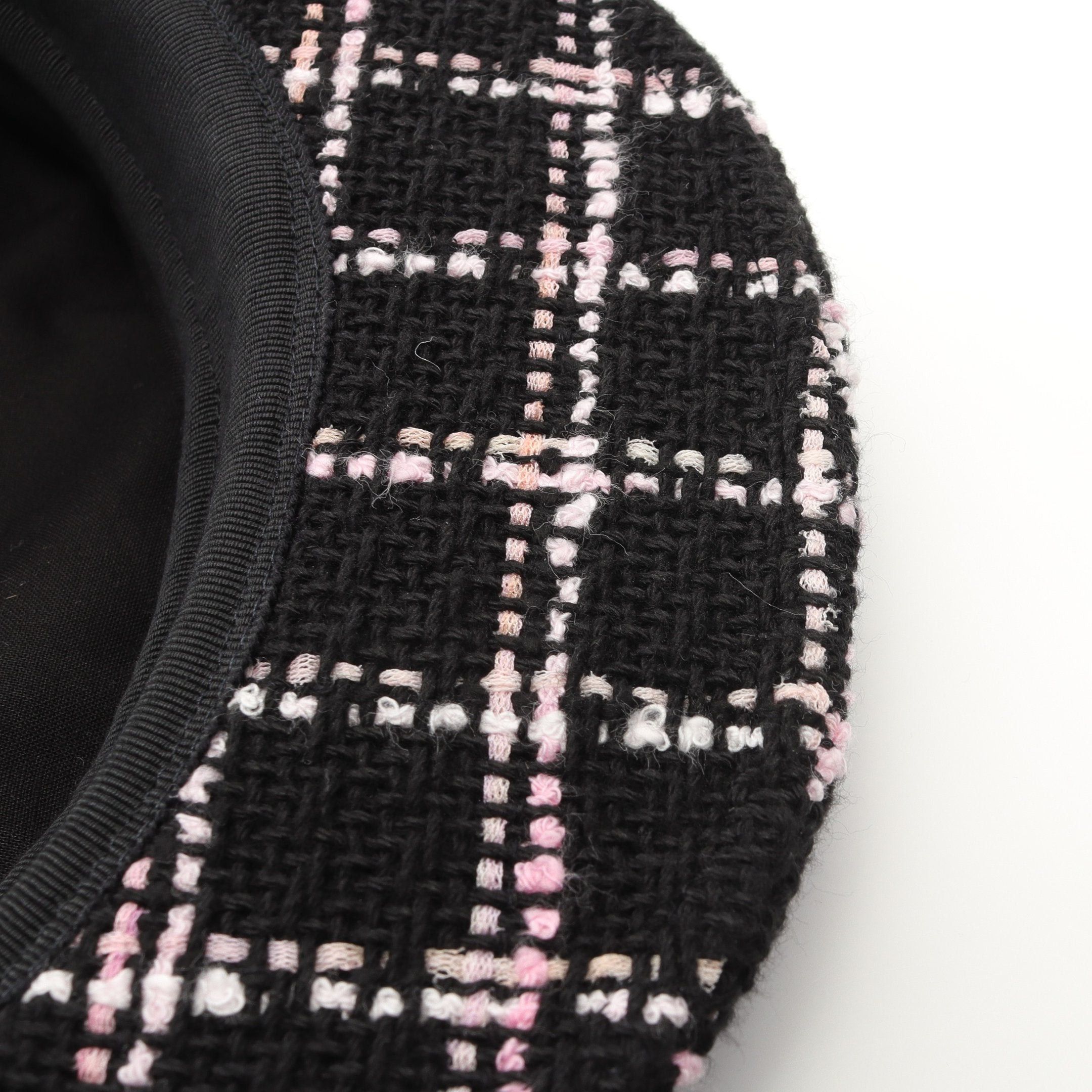 Chanel Chanel Cocomark Button Tweed Casquette Hat Check Cotton Black Pink White Size ONE SIZE - 9 Thumbnail