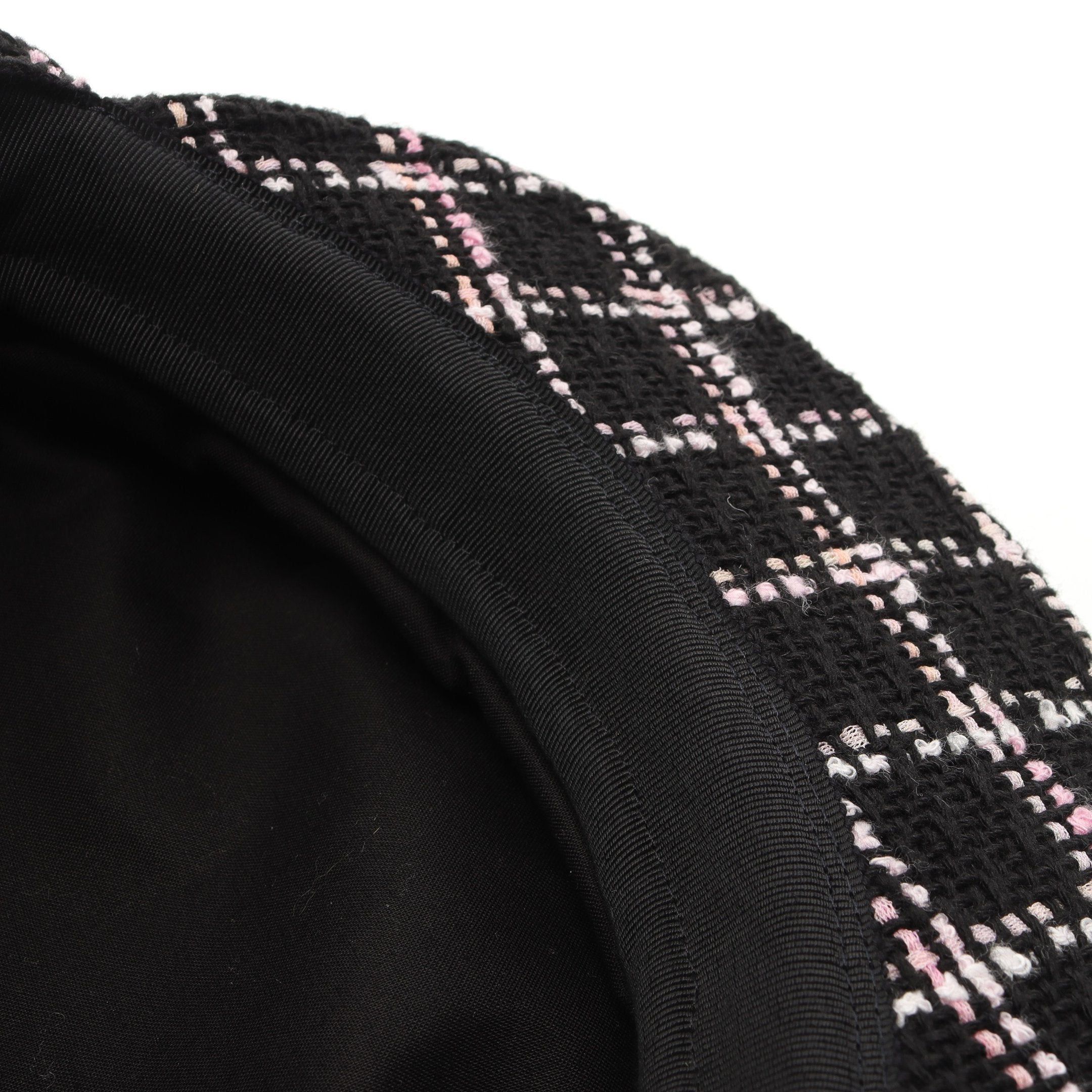 Chanel Chanel Cocomark Button Tweed Casquette Hat Check Cotton Black Pink White Size ONE SIZE - 8 Thumbnail