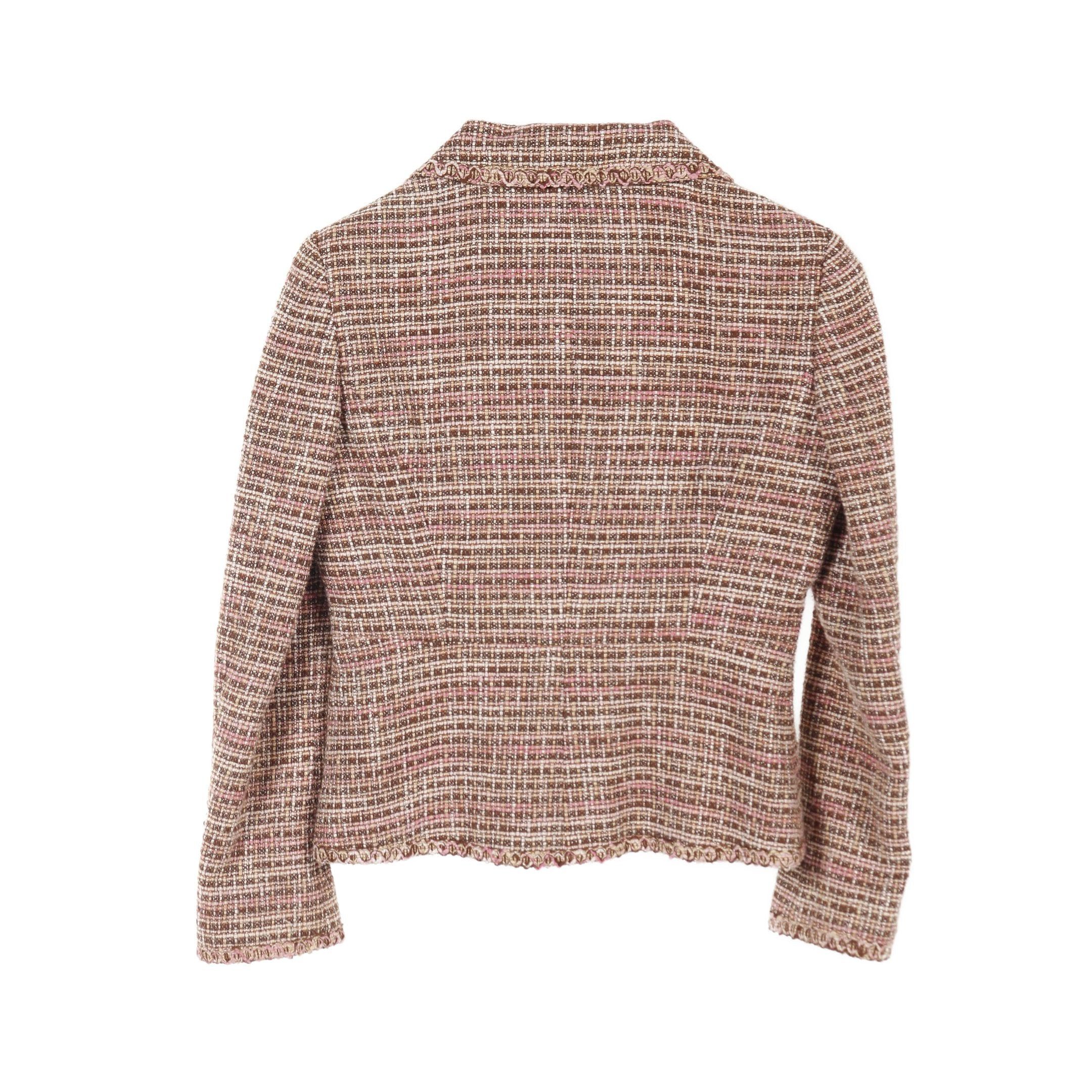 Chanel Chanel Tweed Jacket Linen Cotton Pink Brown Size ONE SIZE - 2 Thumbnail