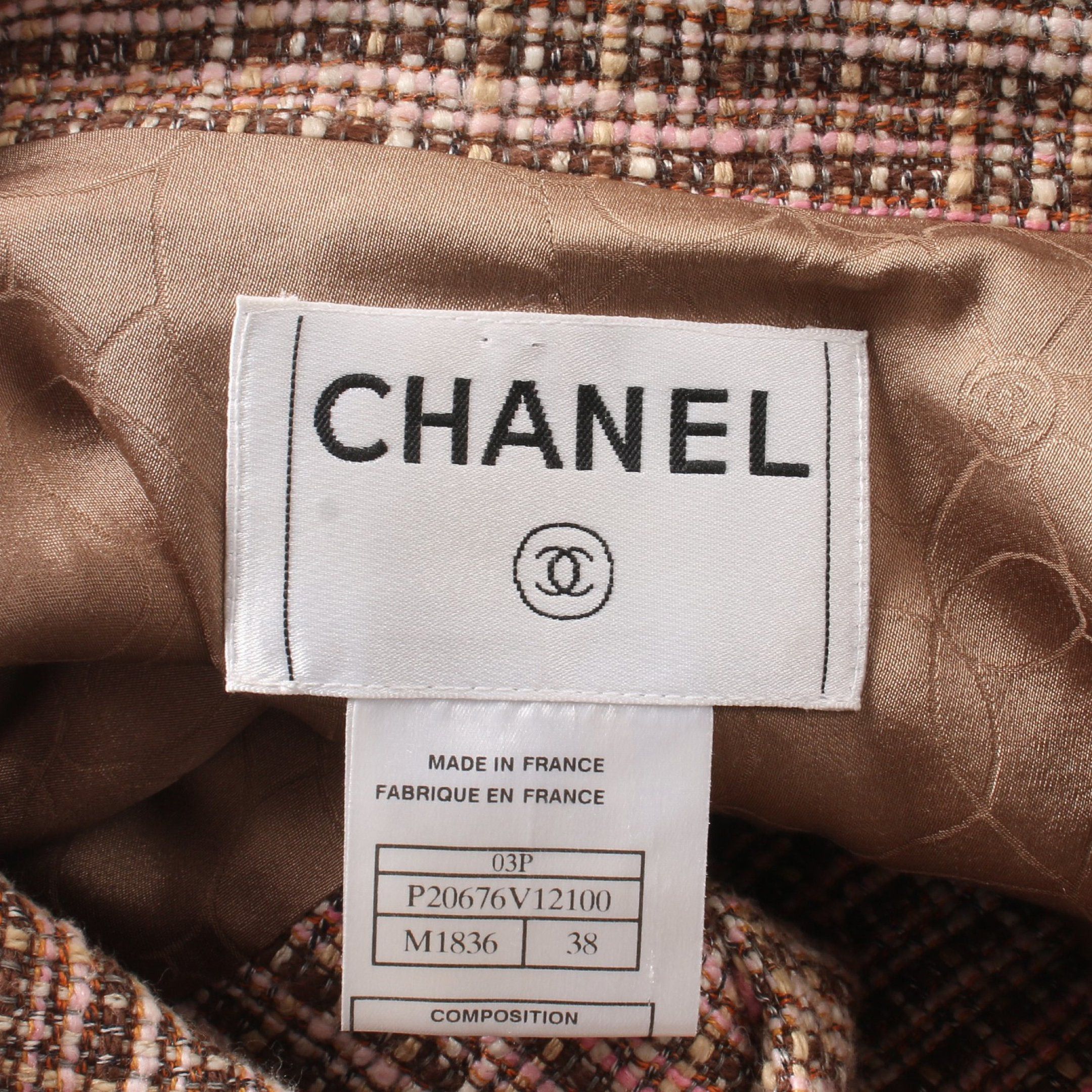 Chanel Chanel Tweed Jacket Linen Cotton Pink Brown Size ONE SIZE - 3 Thumbnail