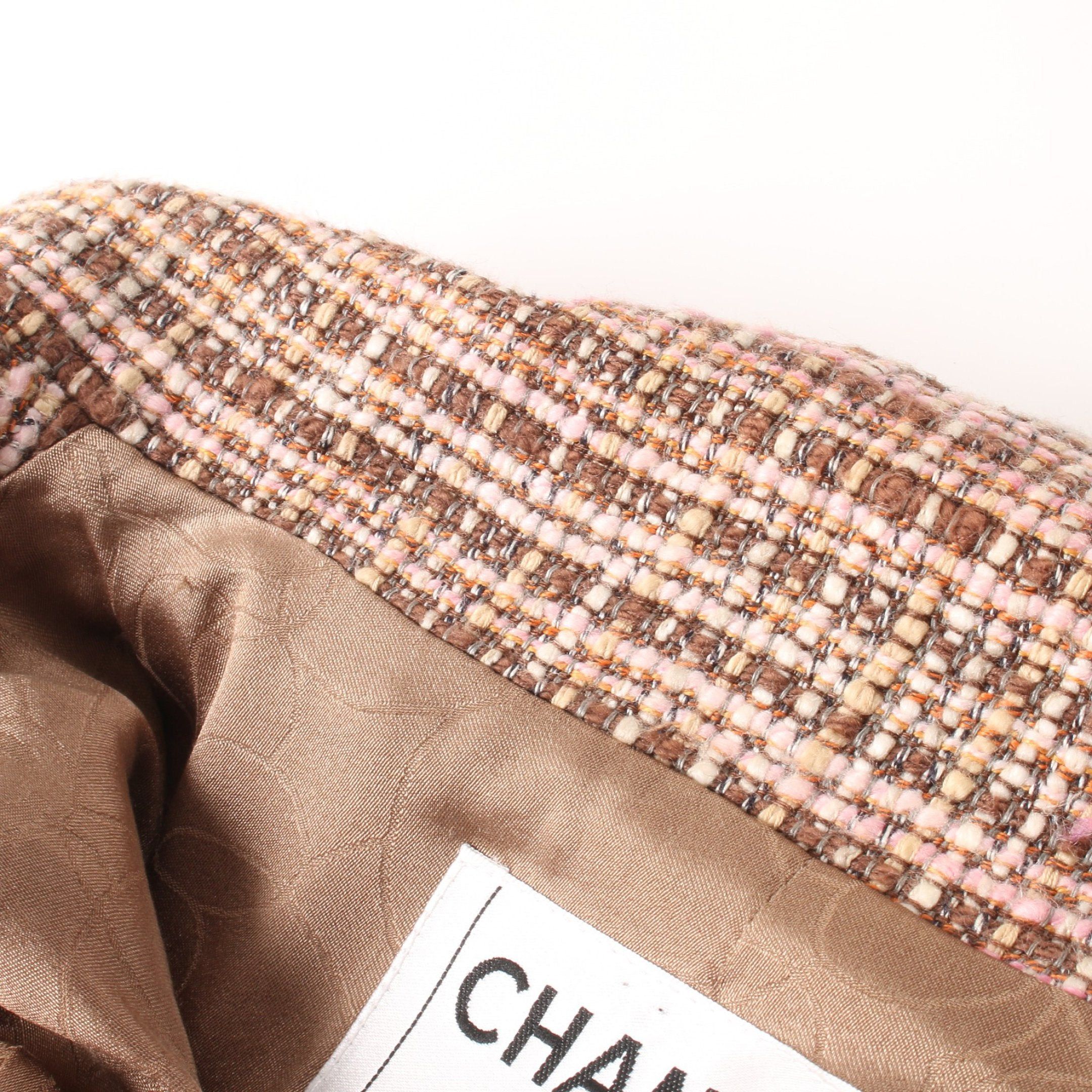 Chanel Chanel Tweed Jacket Linen Cotton Pink Brown Size ONE SIZE - 9 Thumbnail