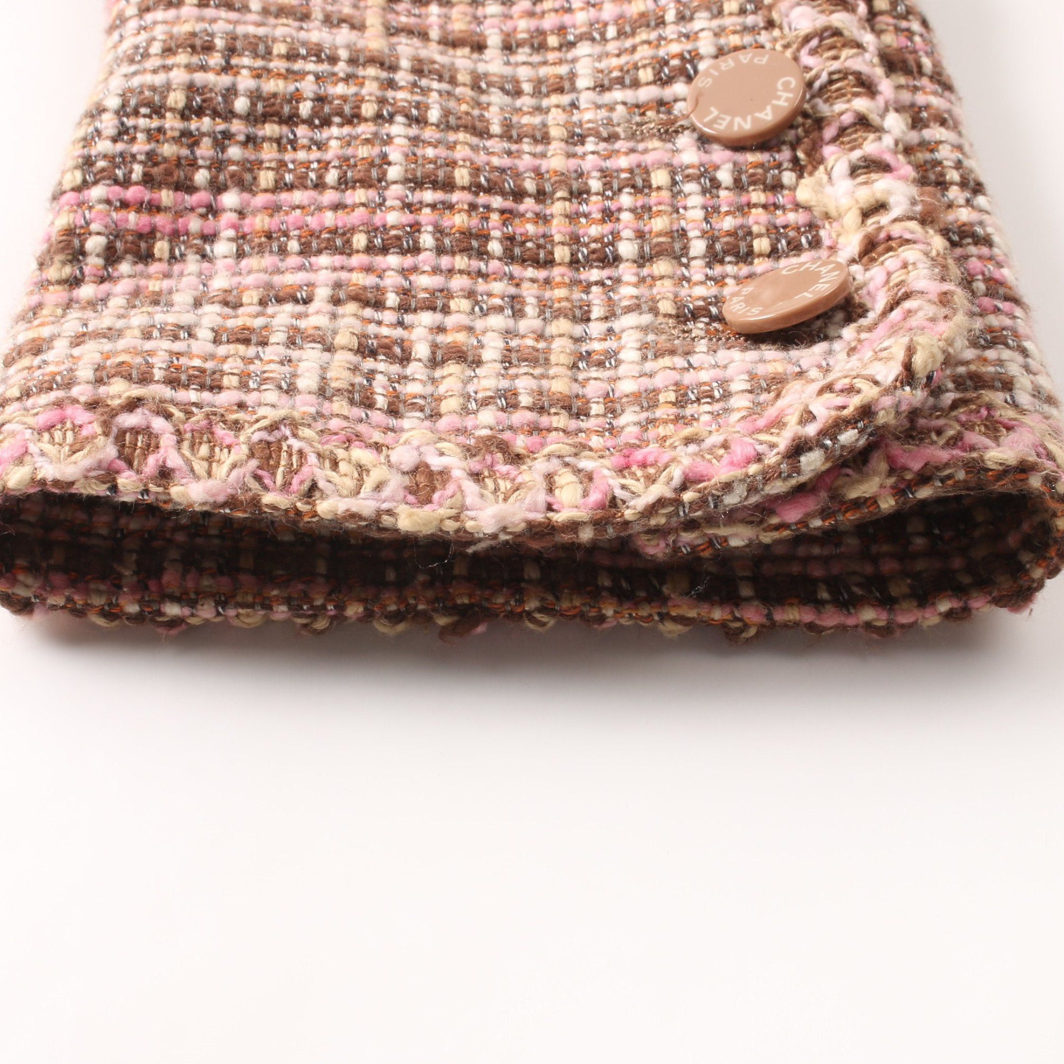 Chanel Chanel Tweed Jacket Linen Cotton Pink Brown Size ONE SIZE - 10 Thumbnail