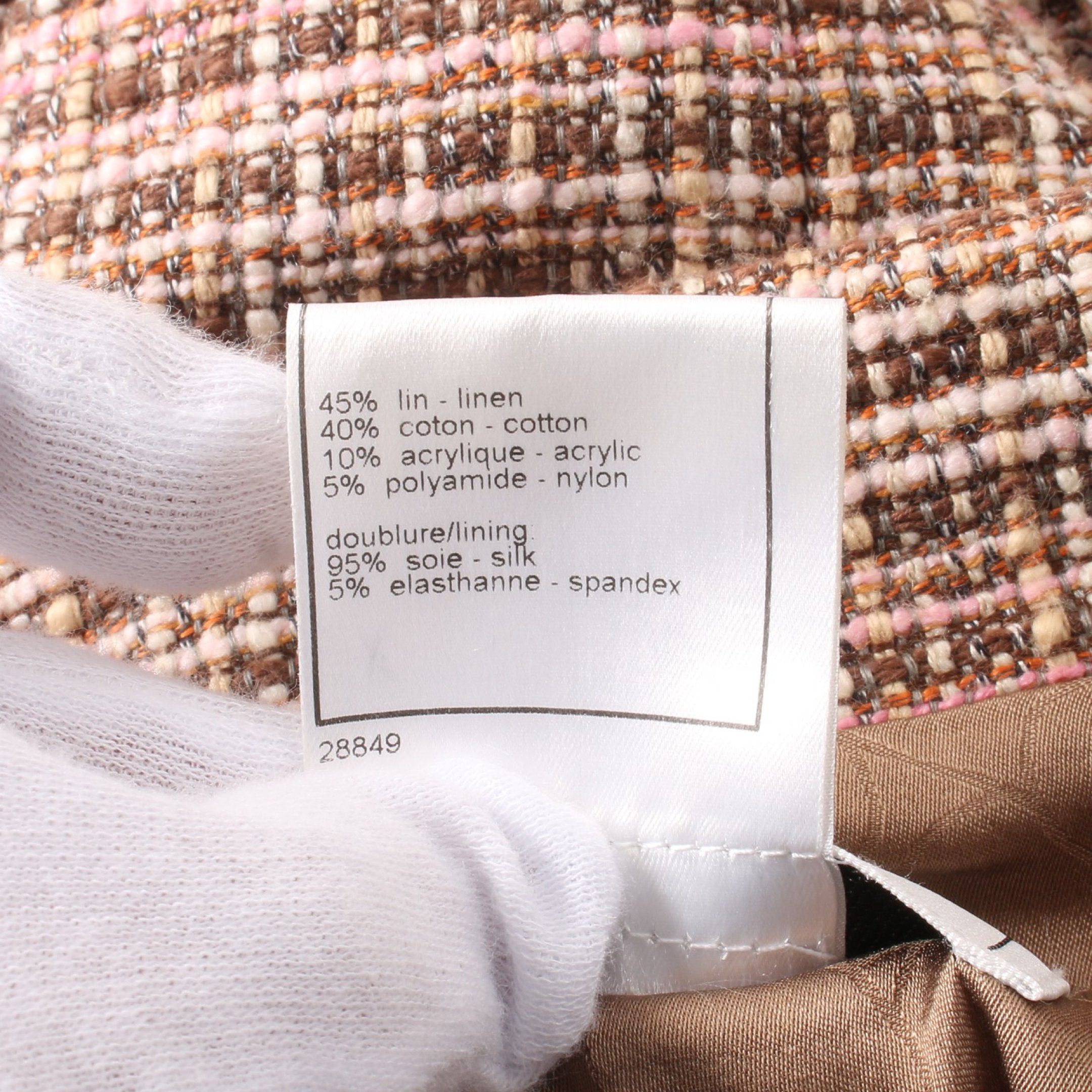 Chanel Chanel Tweed Jacket Linen Cotton Pink Brown Size ONE SIZE - 5 Thumbnail