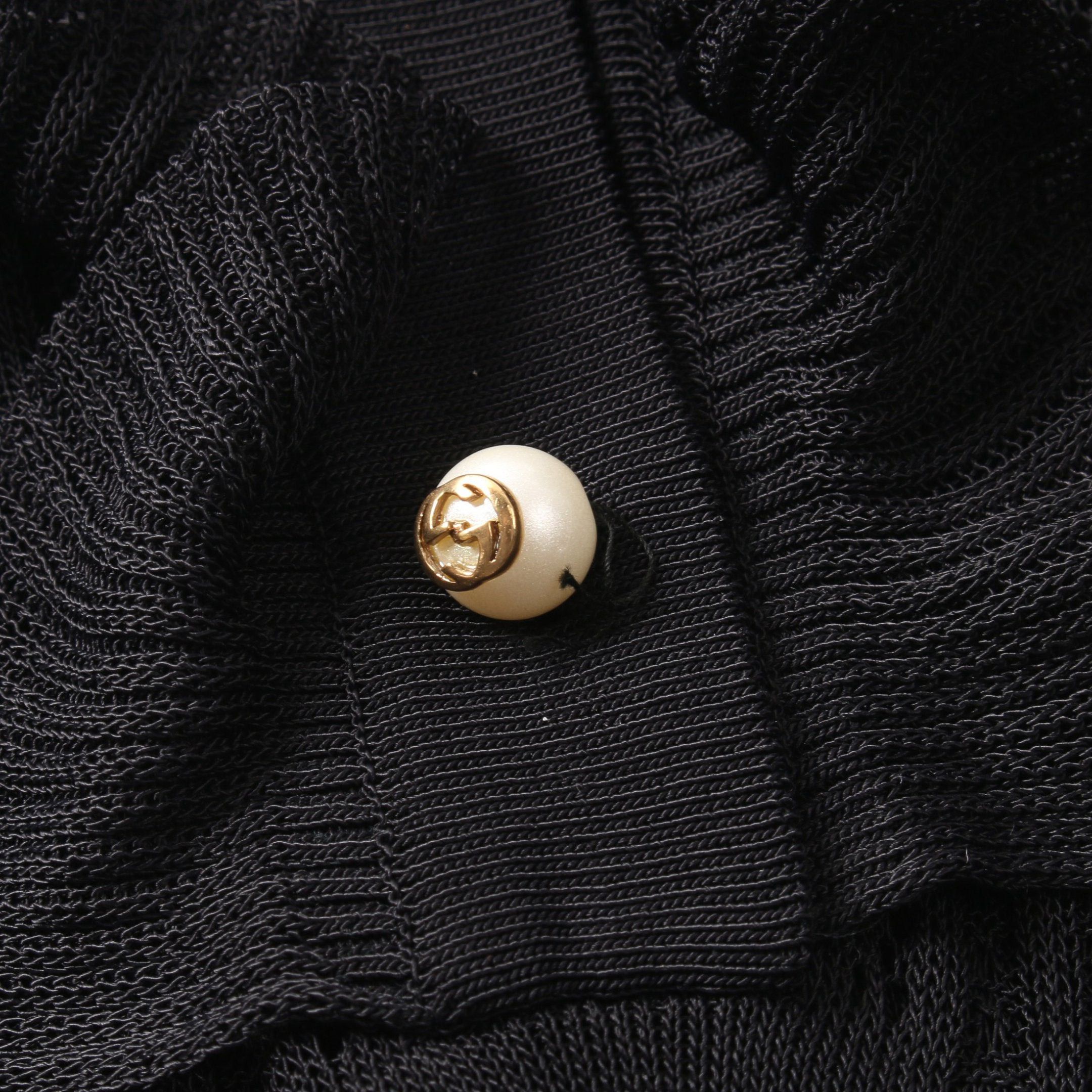 Gucci Gucci Pleats One Piece Frill Rayon Dark Navy Interlocking G Pearl Button Size ONE SIZE - 7 Thumbnail