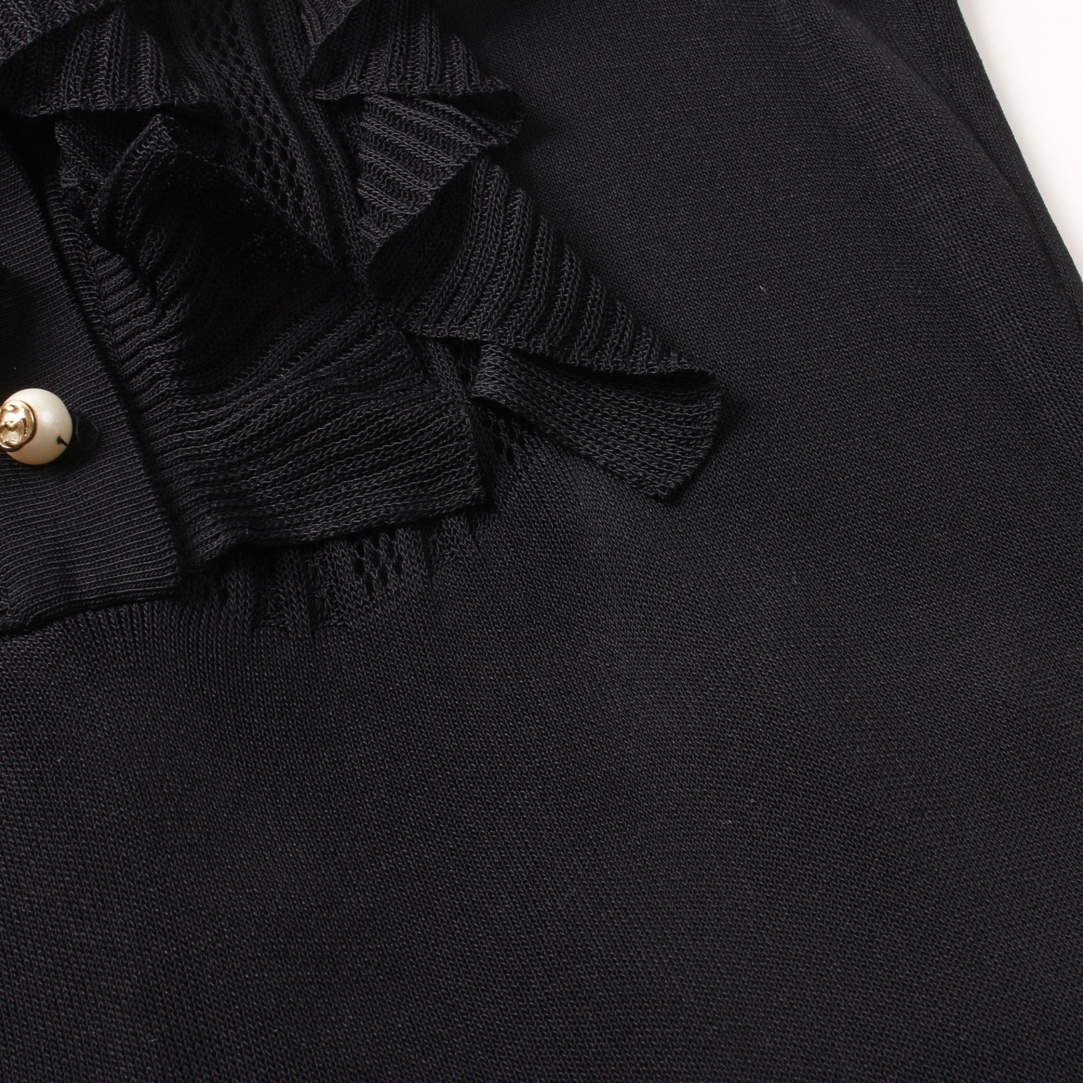 Gucci Gucci Pleats One Piece Frill Rayon Dark Navy Interlocking G Pearl Button Size ONE SIZE - 6 Thumbnail