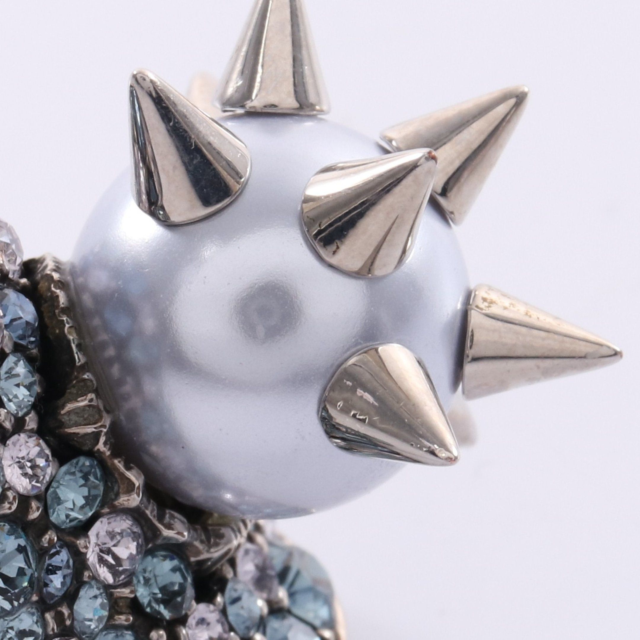 Gucci Gucci Spike Studs Ring Fake Pearl Rhinestone Silver Light Blue Size ONE SIZE - 7 Thumbnail