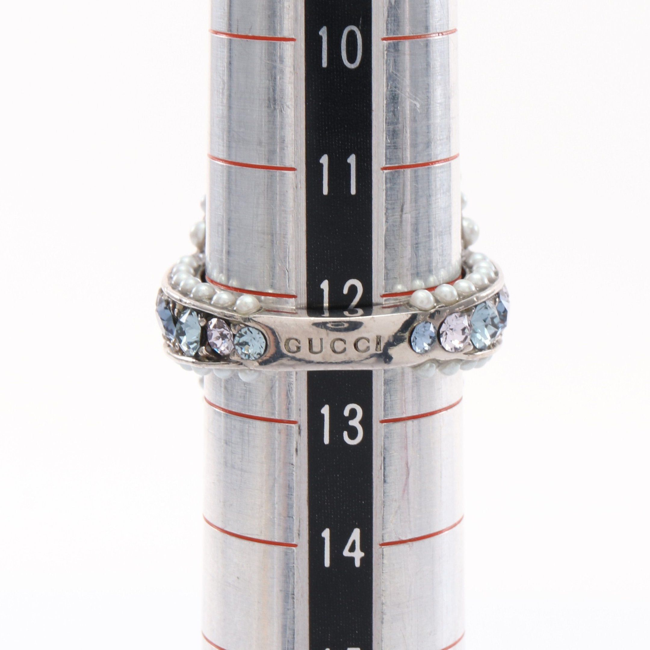 Gucci Gucci Spike Studs Ring Fake Pearl Rhinestone Silver Light Blue Size ONE SIZE - 5 Thumbnail