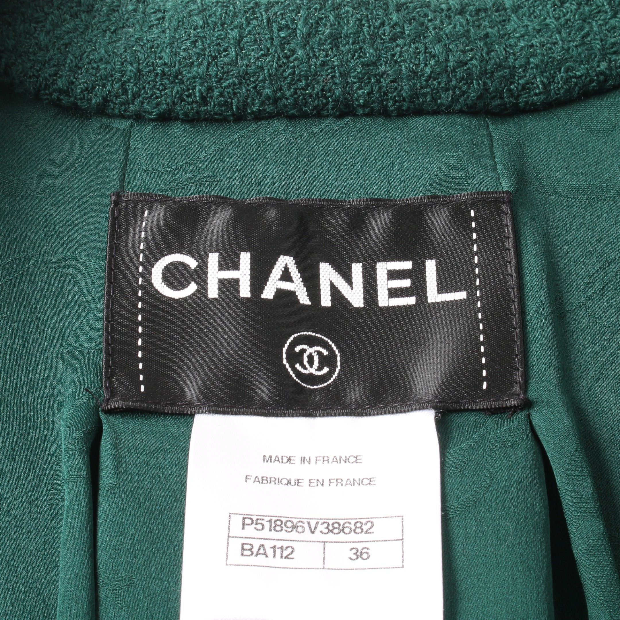 Chanel Chanel Cocomark Button Tweed Jacket Wool Green Size ONE SIZE - 3 Thumbnail