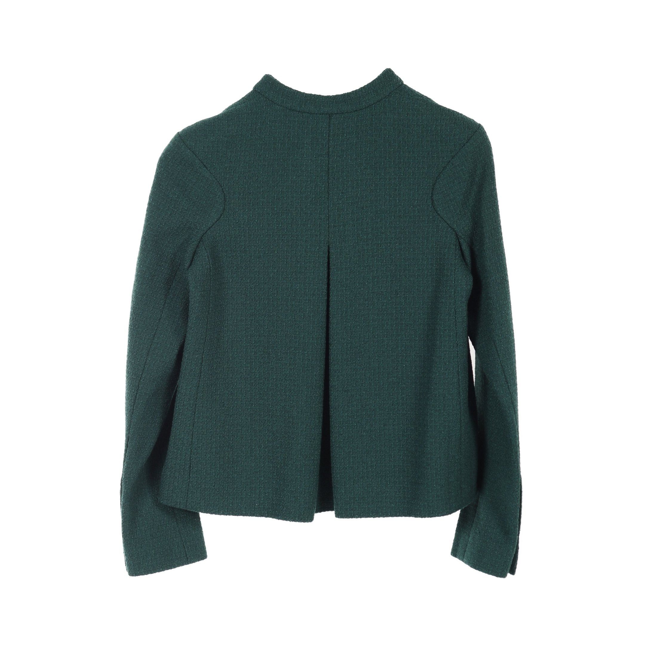 Chanel Chanel Cocomark Button Tweed Jacket Wool Green Size ONE SIZE - 2 Thumbnail