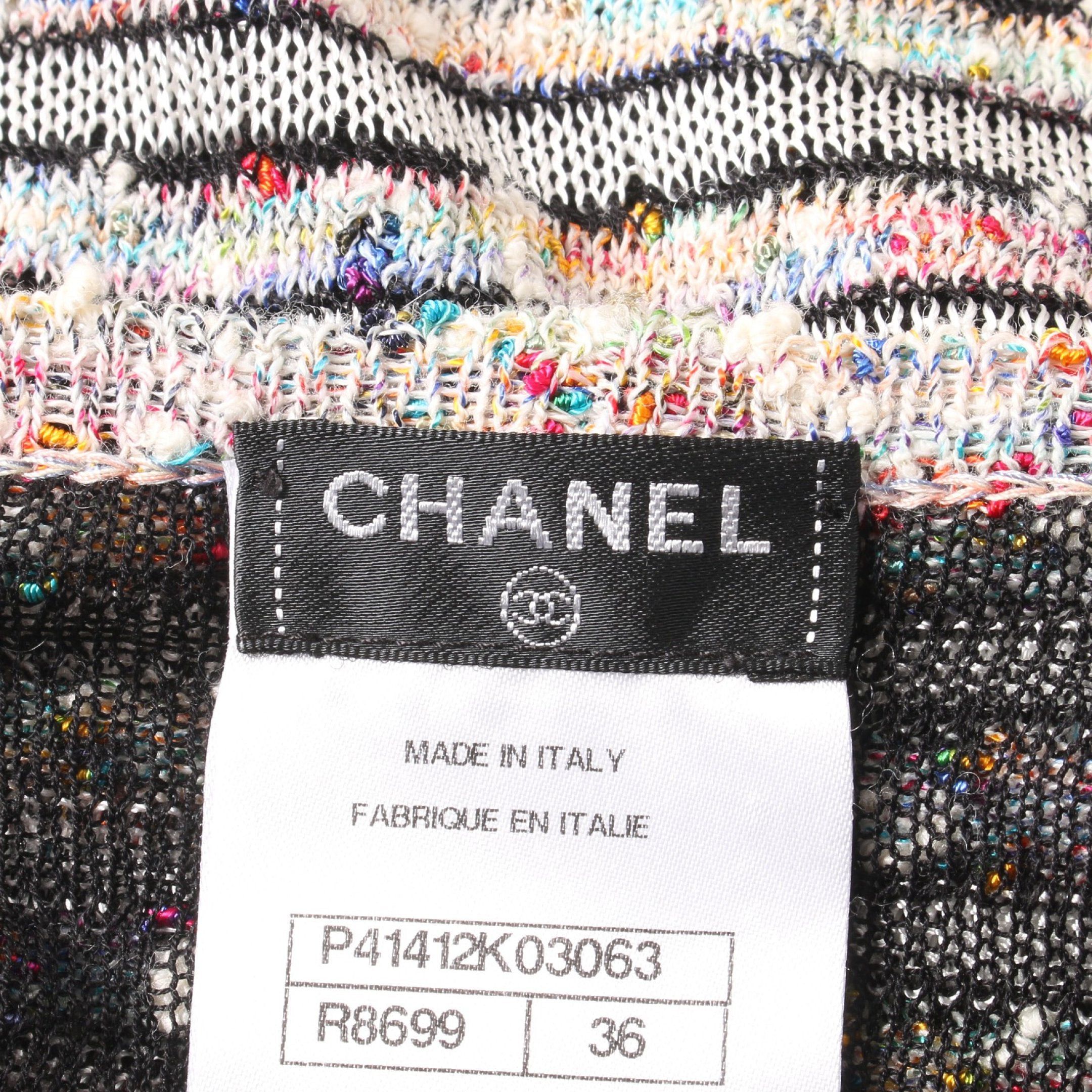 Chanel Chanel Cardigan Stripes Rayon Cotton White Multicolor Size ONE SIZE - 3 Thumbnail