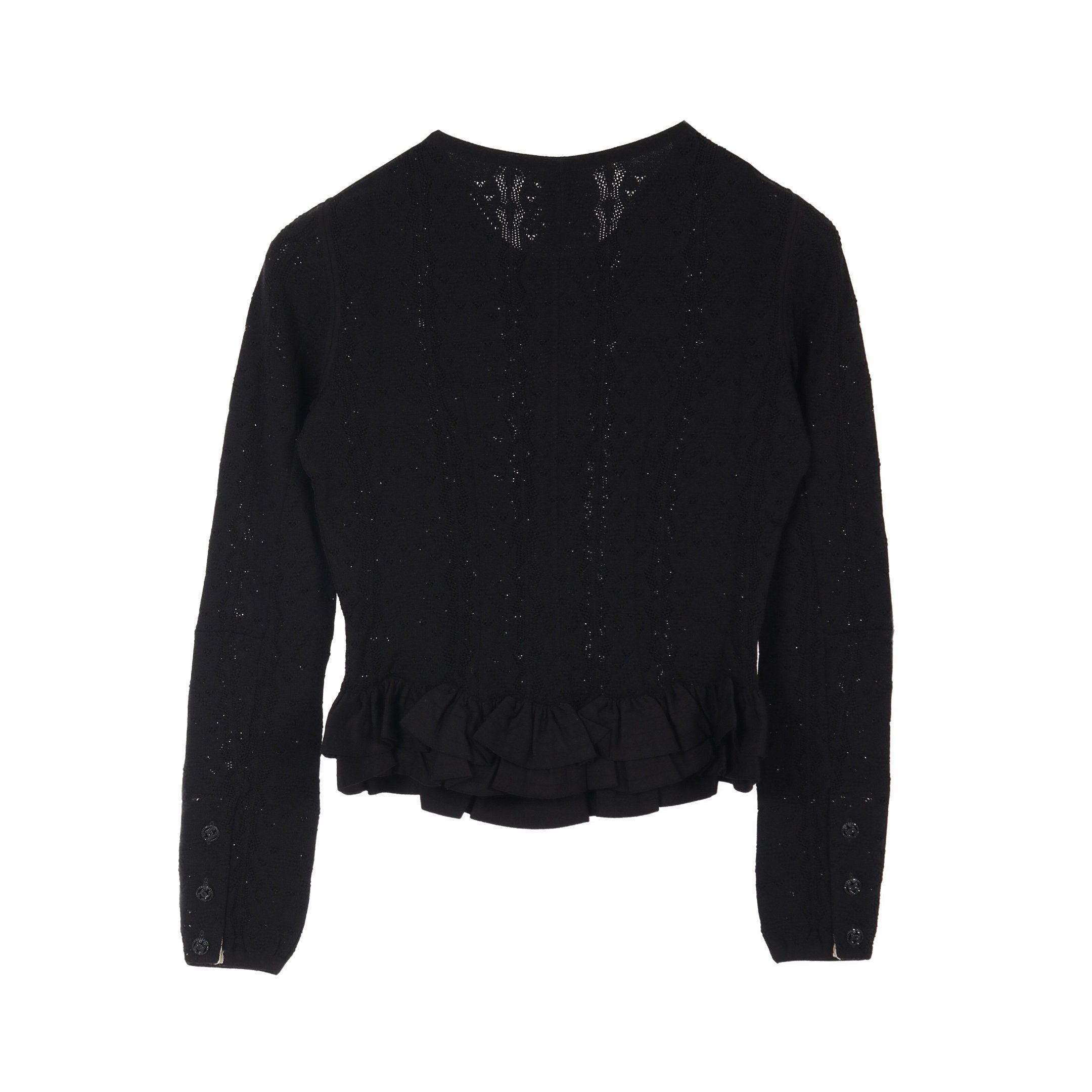 Chanel Chanel Cocomark Button Cardigan Rayon Black Frill 08P Size ONE SIZE - 2 Thumbnail