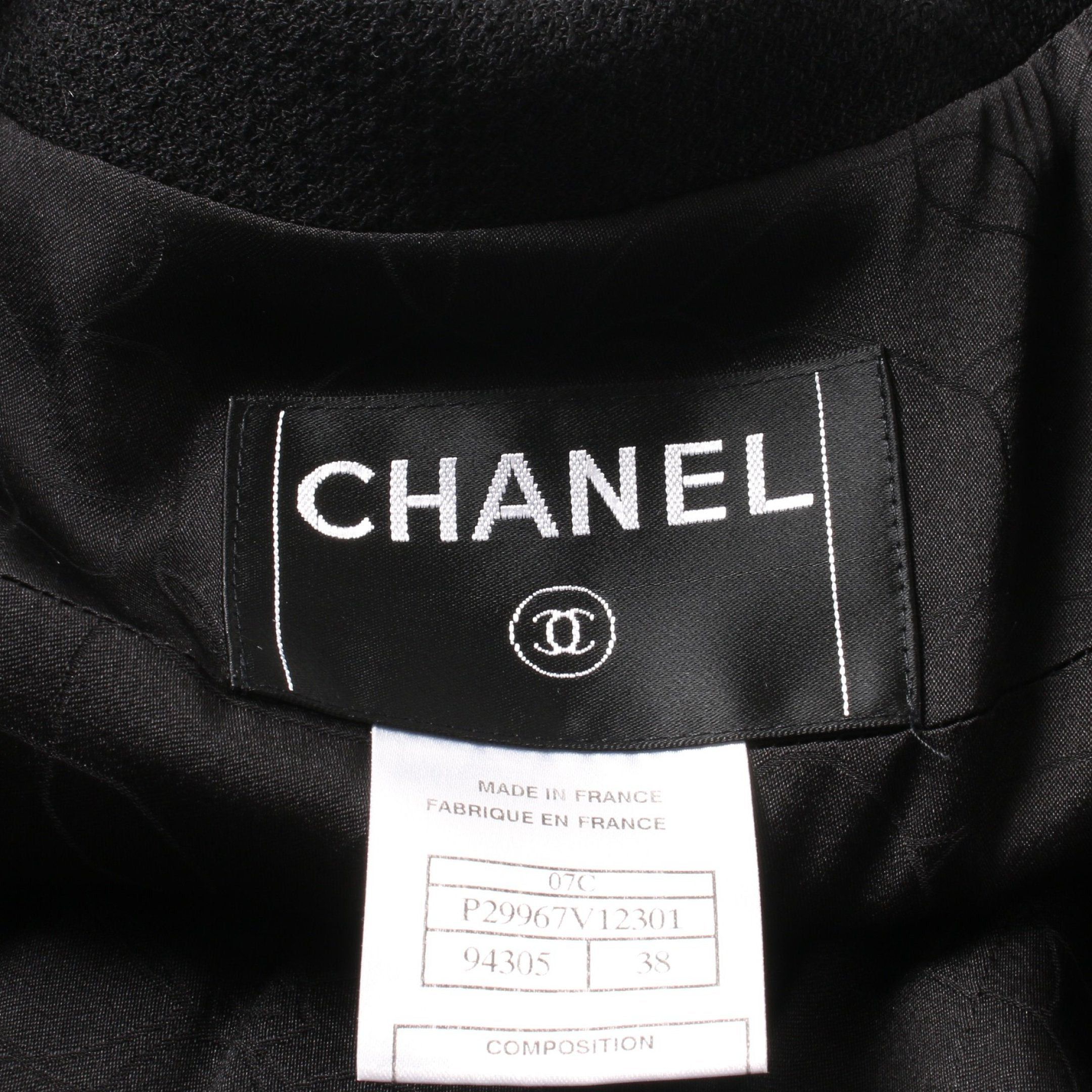 Chanel Chanel Tweed Jacket Wool Silk Black Frill 07C Size ONE SIZE - 3 Thumbnail
