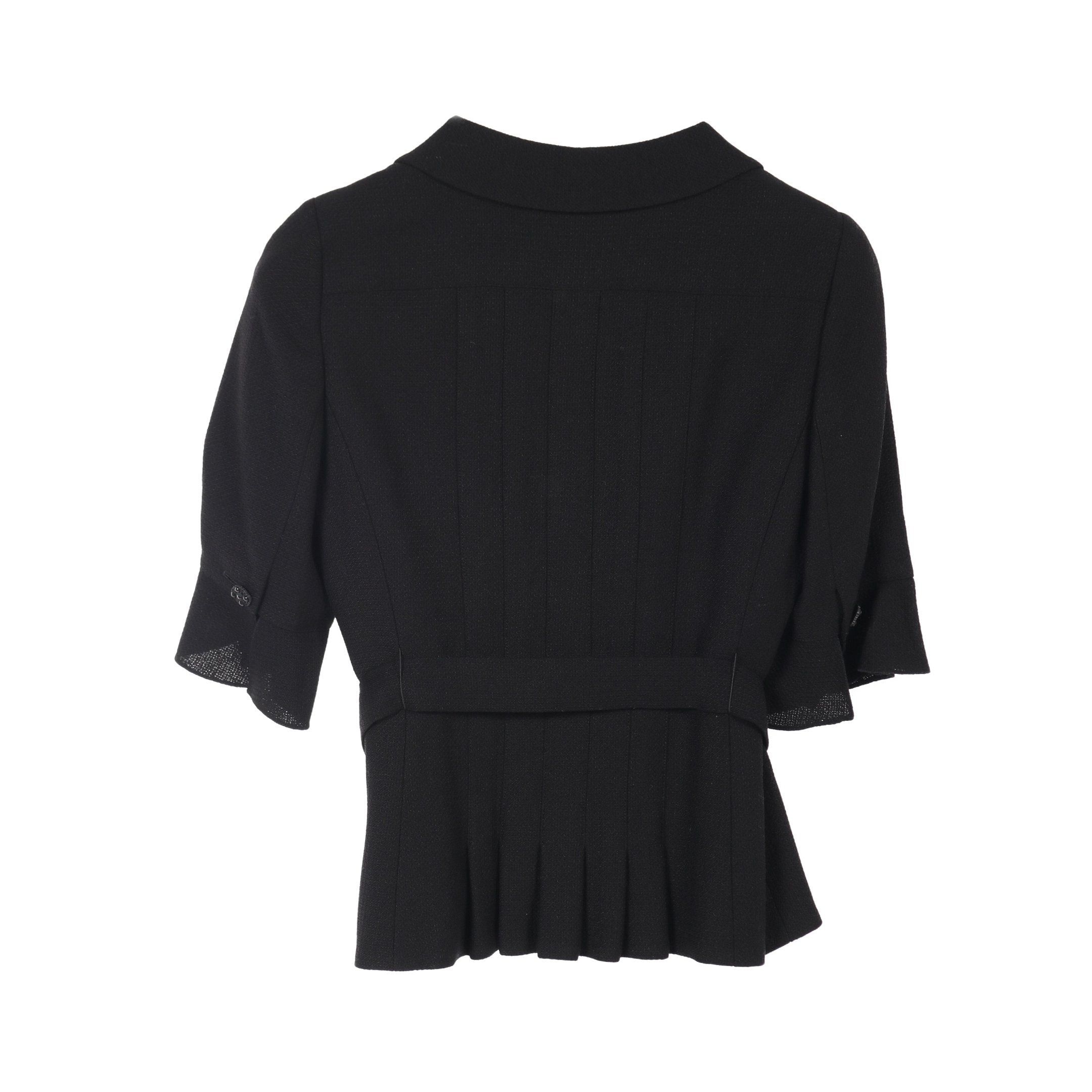 Chanel Chanel Tweed Jacket Wool Silk Black Frill 07C Size ONE SIZE - 2 Thumbnail