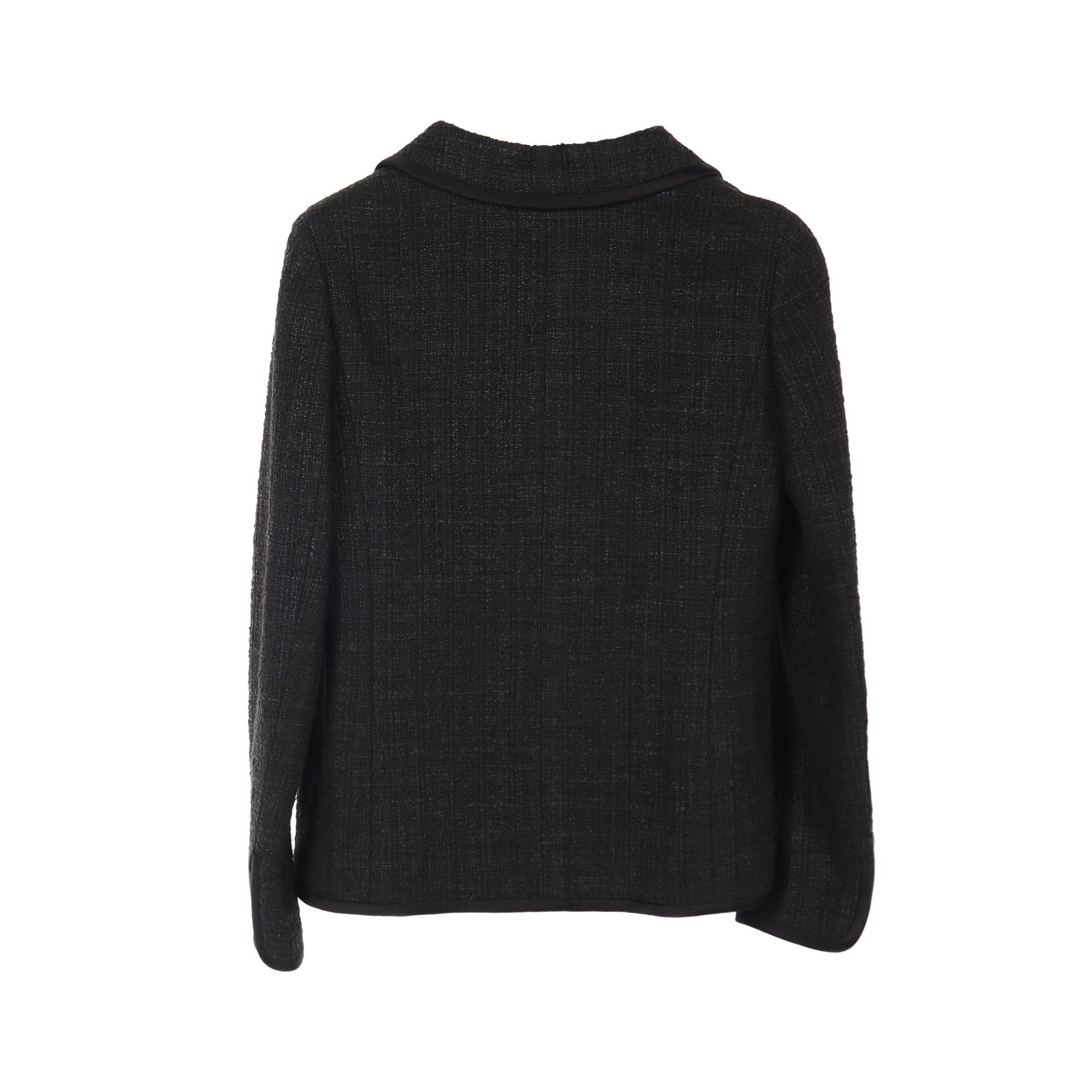 Chanel Chanel Tweed Jacket Cotton Rayon Black 05A Size ONE SIZE - 2 Thumbnail