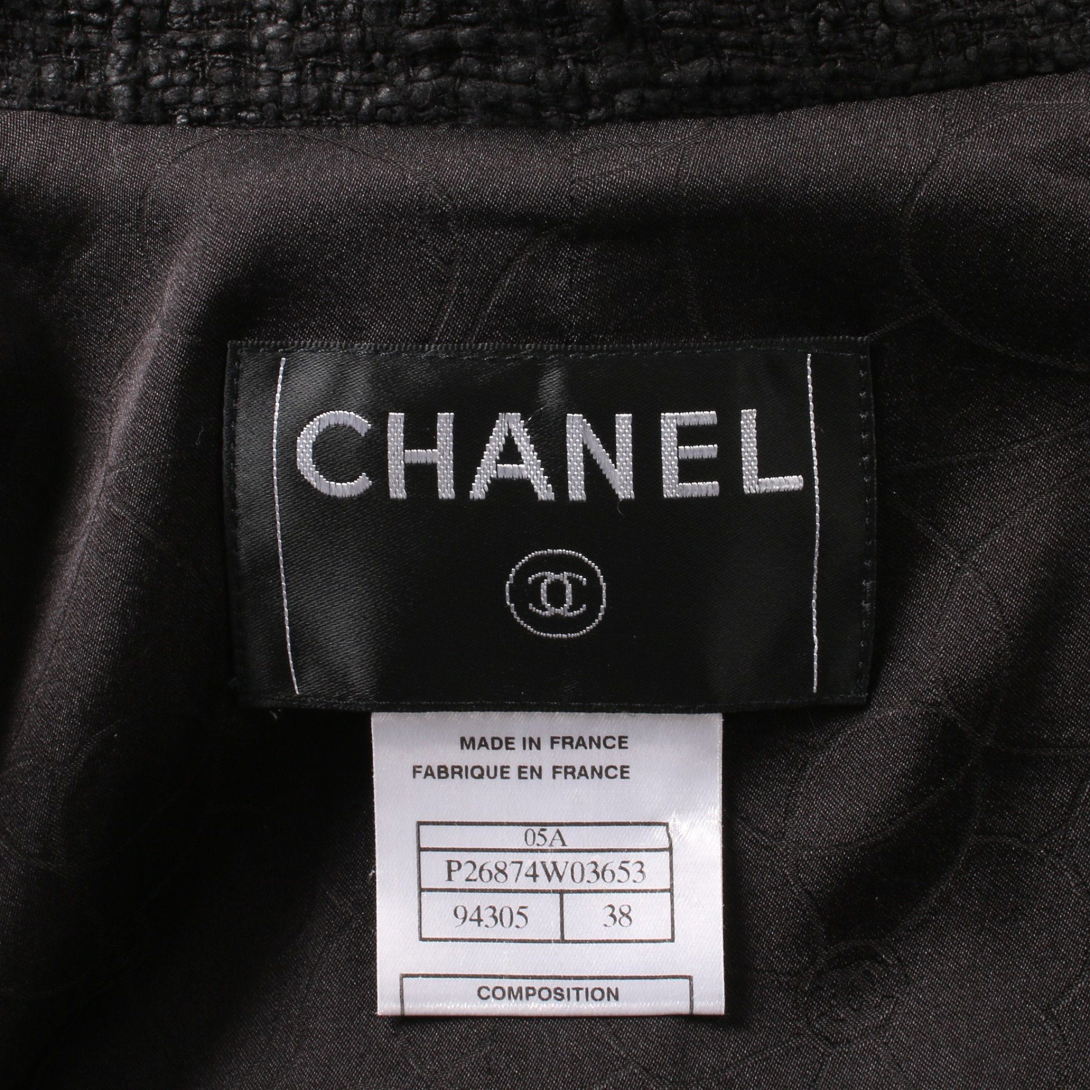 Chanel Chanel Tweed Jacket Cotton Rayon Black 05A Size ONE SIZE - 3 Thumbnail
