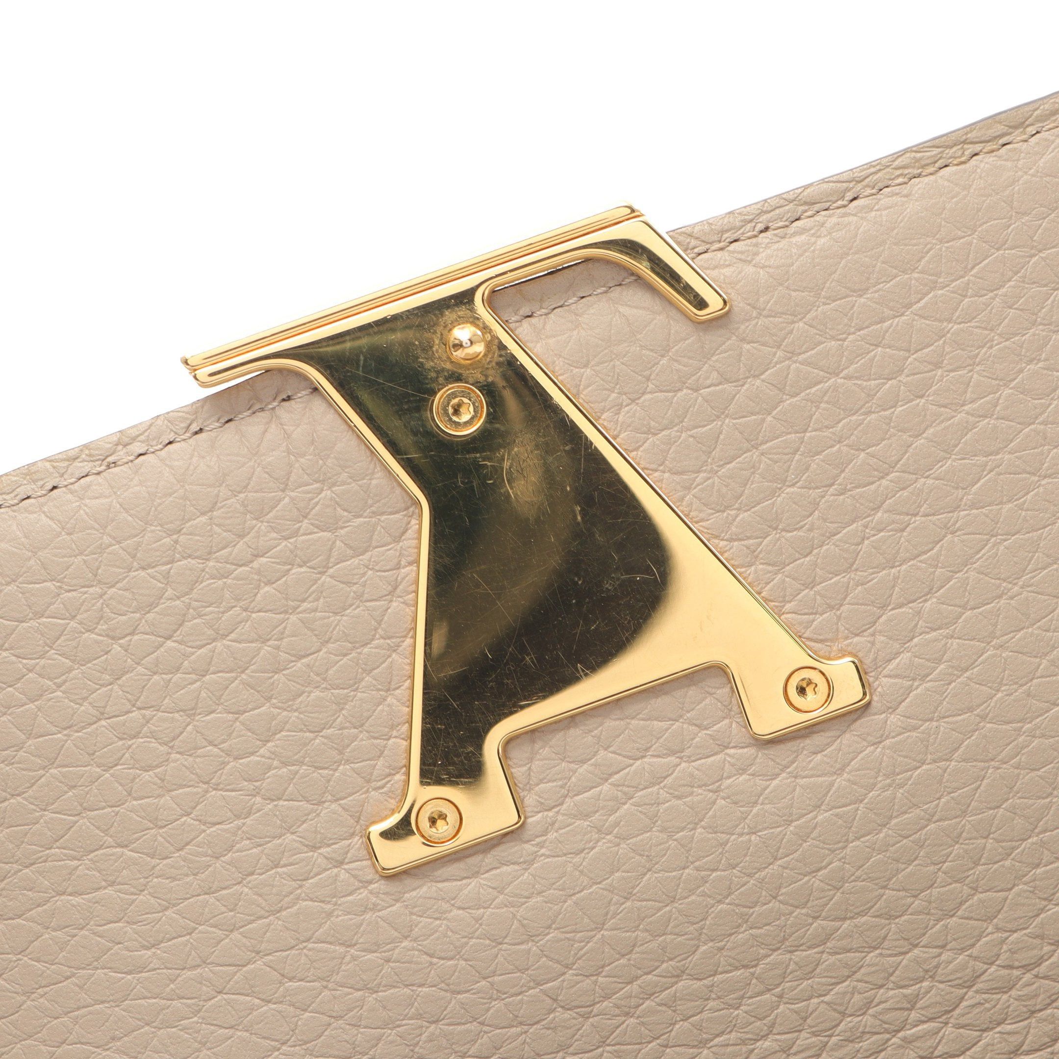 Louis Vuitton Louis Vuitton Portefeuil Capucines Carré Bi-Fold Long Wallet Taurillon Leather Gray Beige Size ONE SIZE - 9 Thumbnail