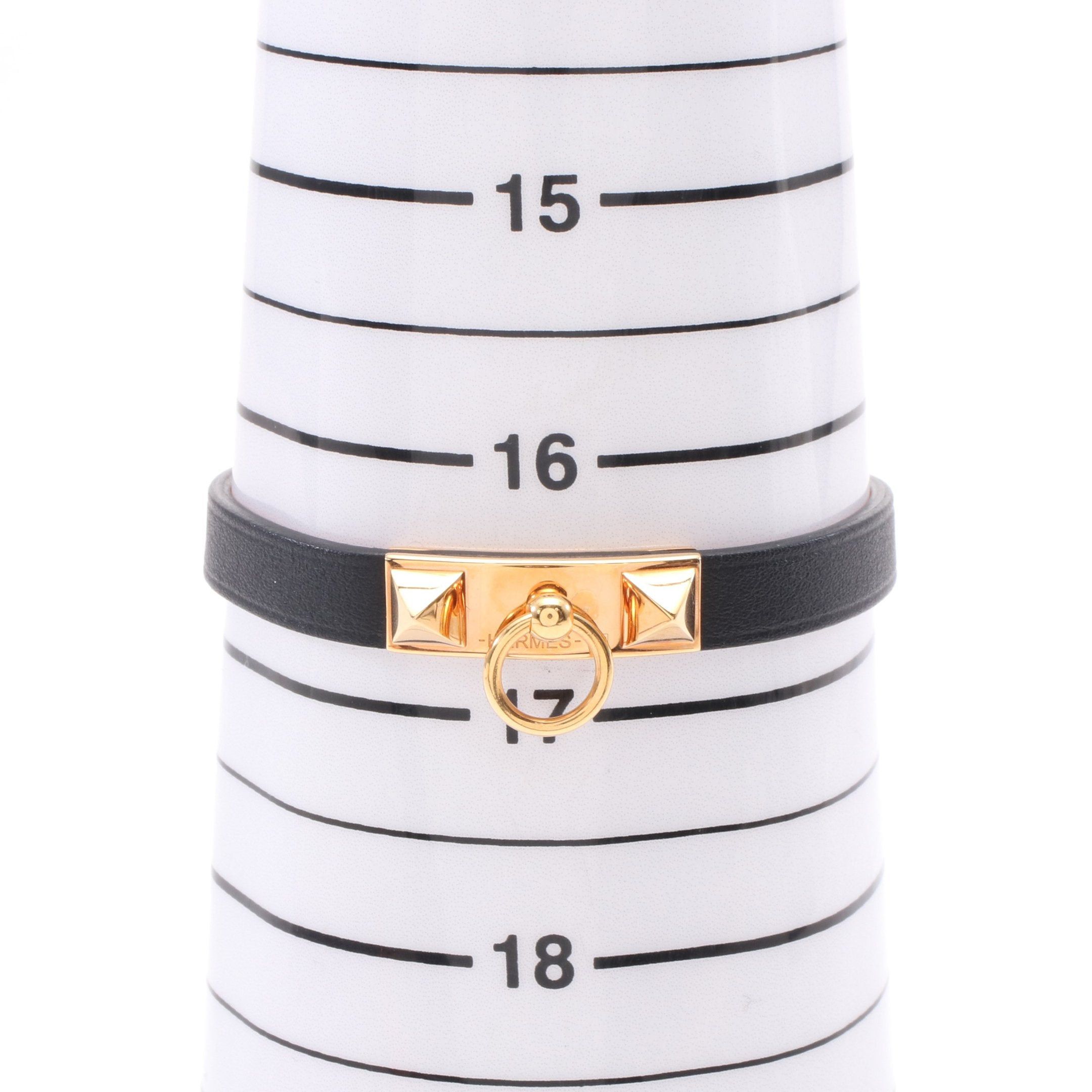 Hermes Hermes Rival Mini Bracelet Leather Gp Black Gold Size ONE SIZE - 6 Thumbnail