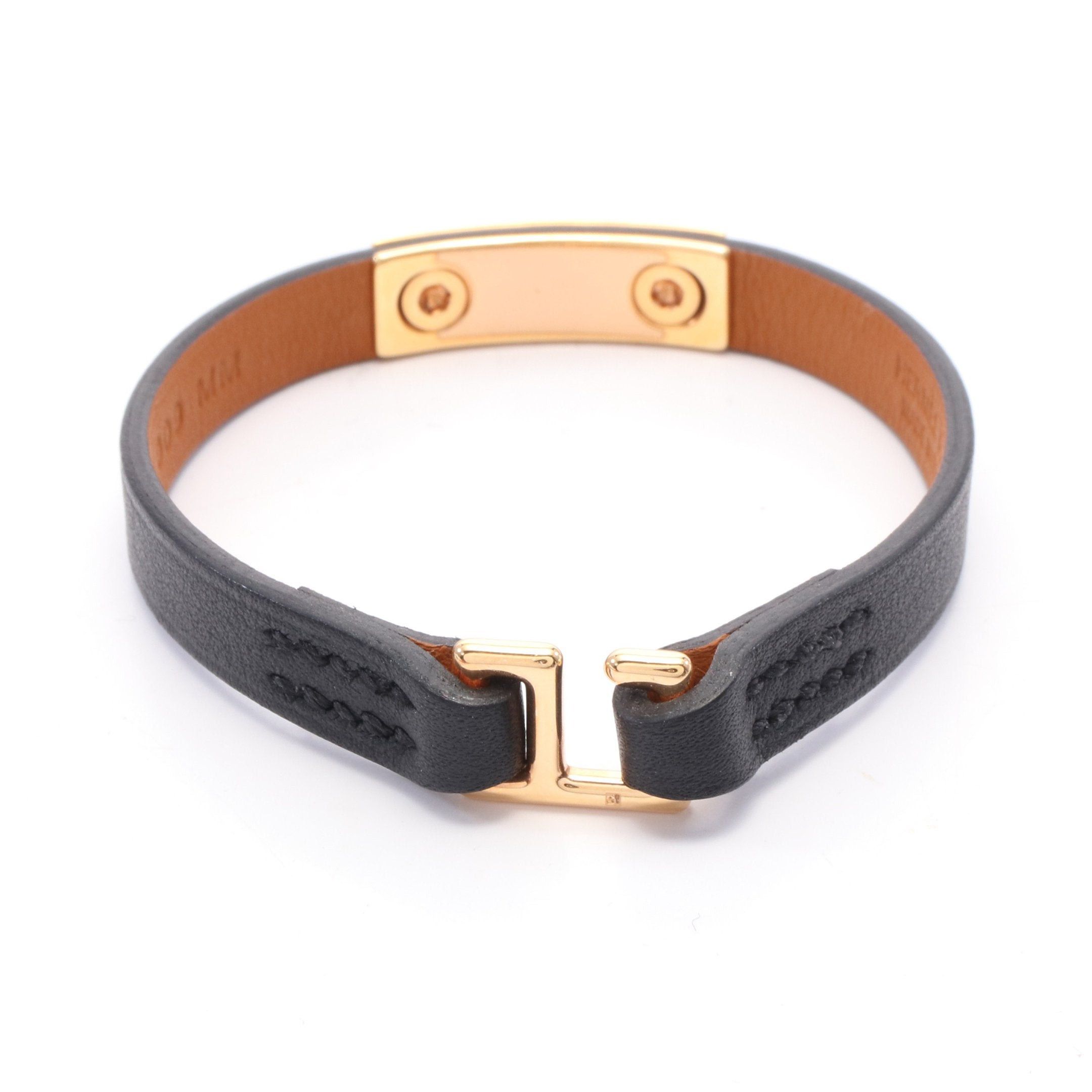 Hermes Hermes Rival Mini Bracelet Leather Gp Black Gold Size ONE SIZE - 2 Thumbnail