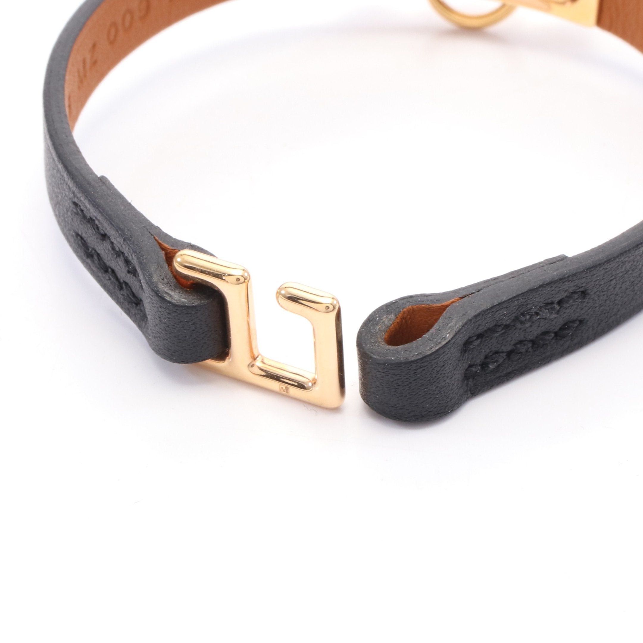 Hermes Hermes Rival Mini Bracelet Leather Gp Black Gold Size ONE SIZE - 3 Thumbnail