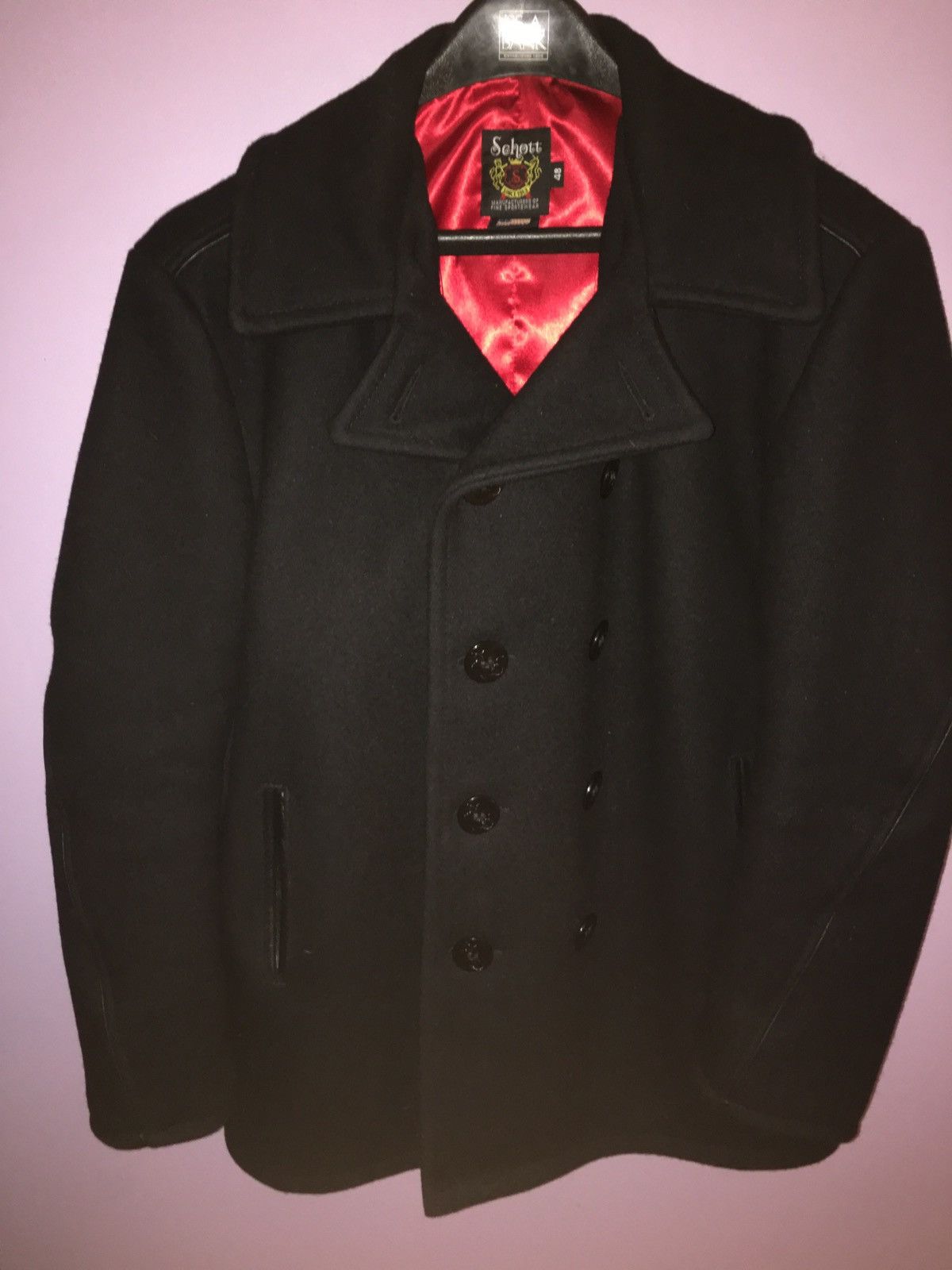 Schott Leather Trim Peacoat Slim Fit Style 740C Grailed