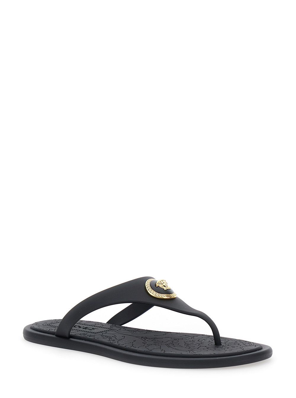 Versace Black Slides with Medusa Detail in Rubber Woman Size US 6 / IT 36 - 2 Thumbnail