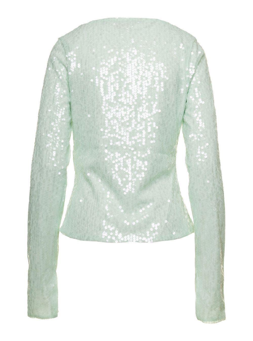 ROTATE Green Long Sleeve Top with All-Over Sequins in Recycled Fabric Woman Size M / US 6-8 / IT 42-44 - 2 Thumbnail