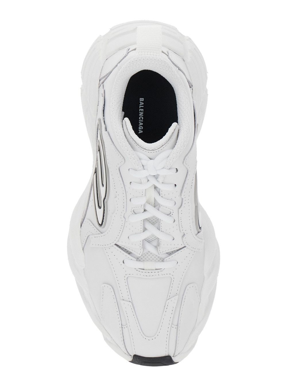 Balenciaga 'Monday' White Low Top Sneakers with Logo Detail on the Side and Size Patch on the Heel in Leather Woman Size US 10 / IT 40 - 4 Thumbnail