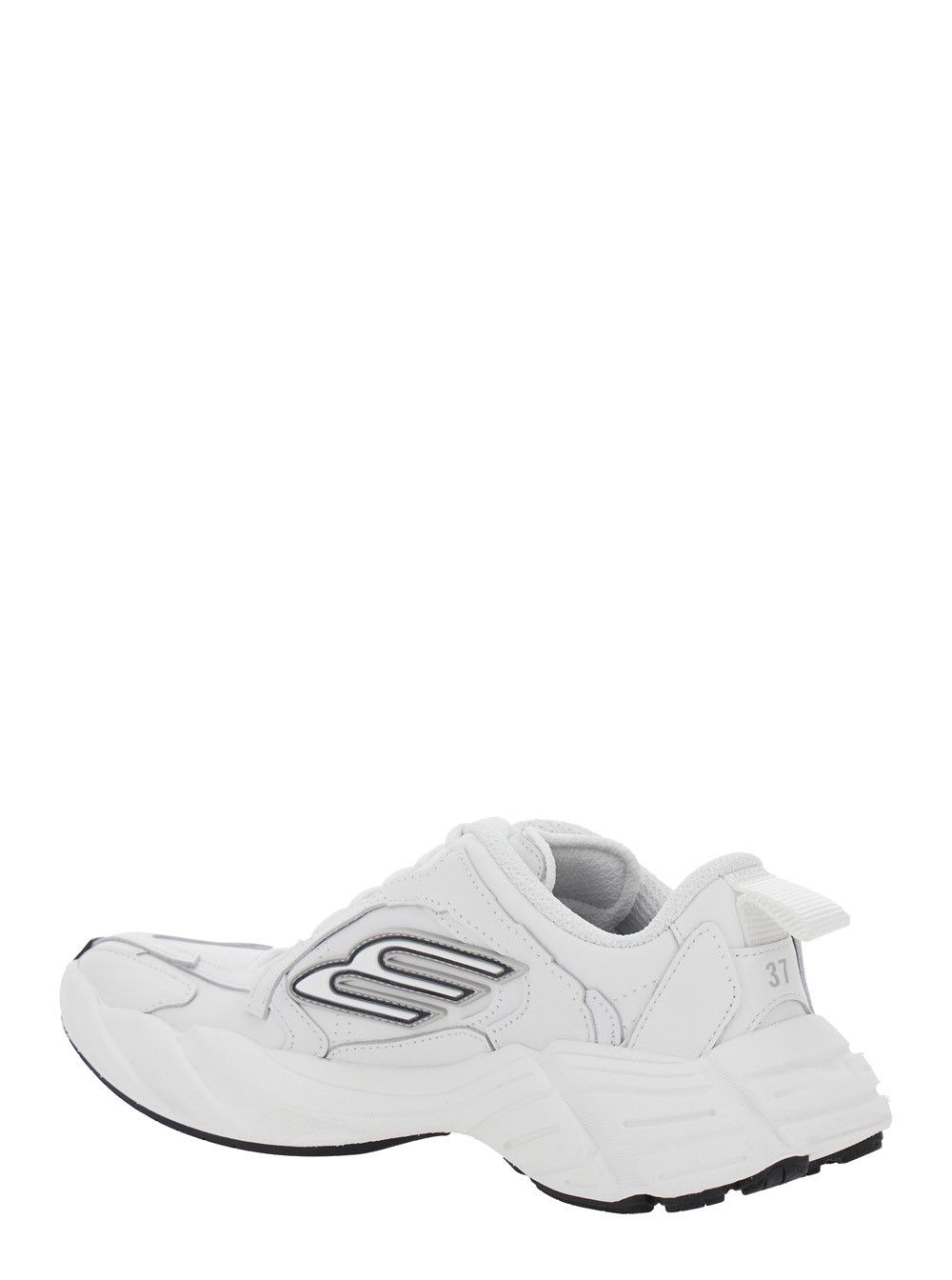 Balenciaga 'Monday' White Low Top Sneakers with Logo Detail on the Side and Size Patch on the Heel in Leather Woman Size US 10 / IT 40 - 3 Thumbnail