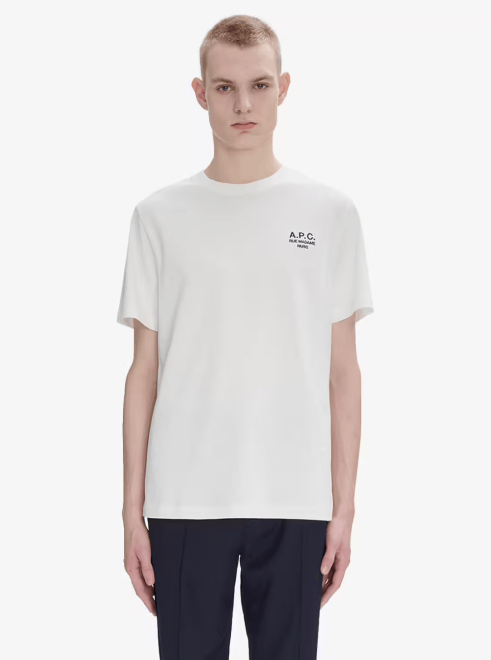 A.P.C. White T-Shirt with Embroidered Logo on the Front in Cotton Man Size US XL / EU 56 / 4 - 4 Thumbnail