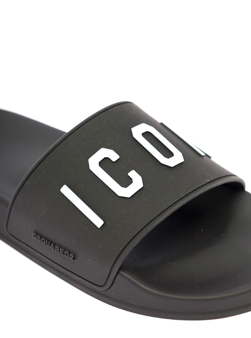 Dsquared2 D-Squared2 Man's Black Rubber Slide Sandals with Logo Size US 11 / EU 44 - 4 Thumbnail