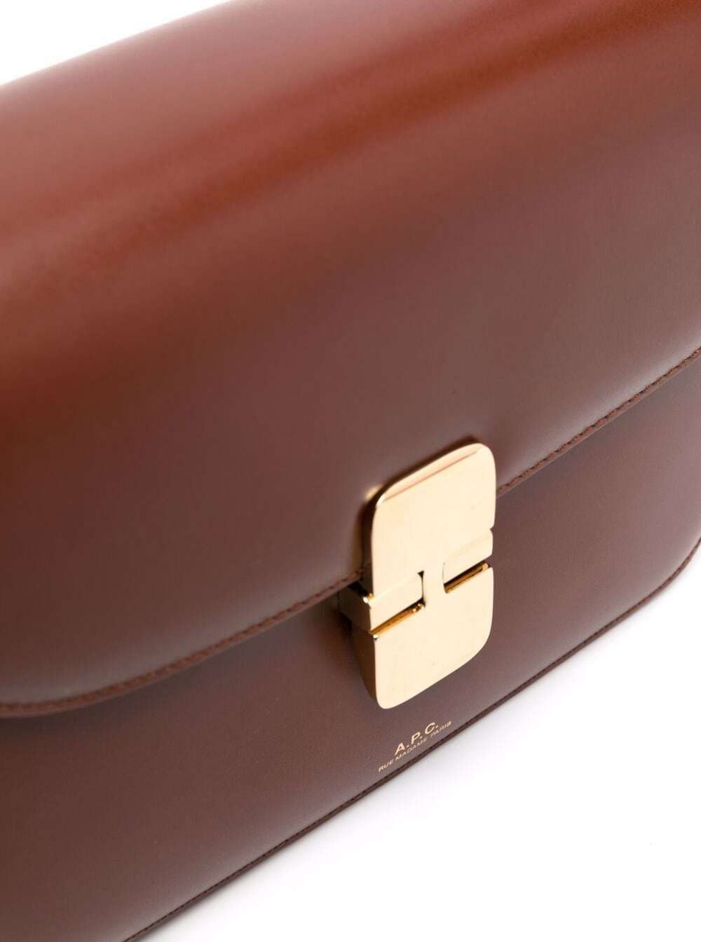 A.P.C. 'Grace Small' Brown Crossbody bag with Adjustable Strap and Logo Lettering Embossed on the Front in Leather Woman Size ONE SIZE - 3 Thumbnail