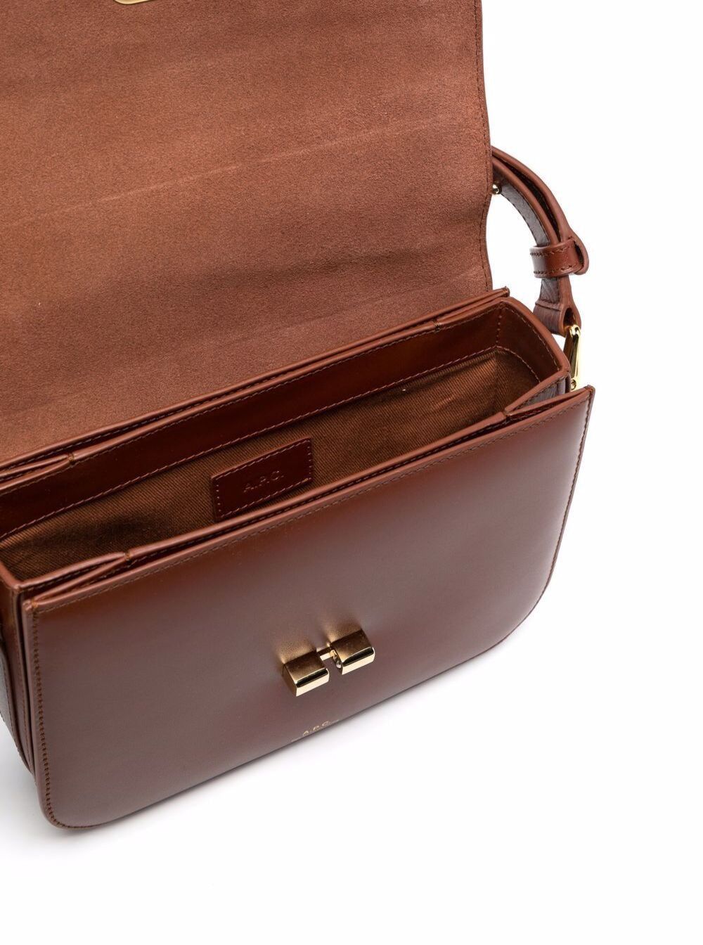 A.P.C. 'Grace Small' Brown Crossbody bag with Adjustable Strap and Logo Lettering Embossed on the Front in Leather Woman Size ONE SIZE - 4 Thumbnail