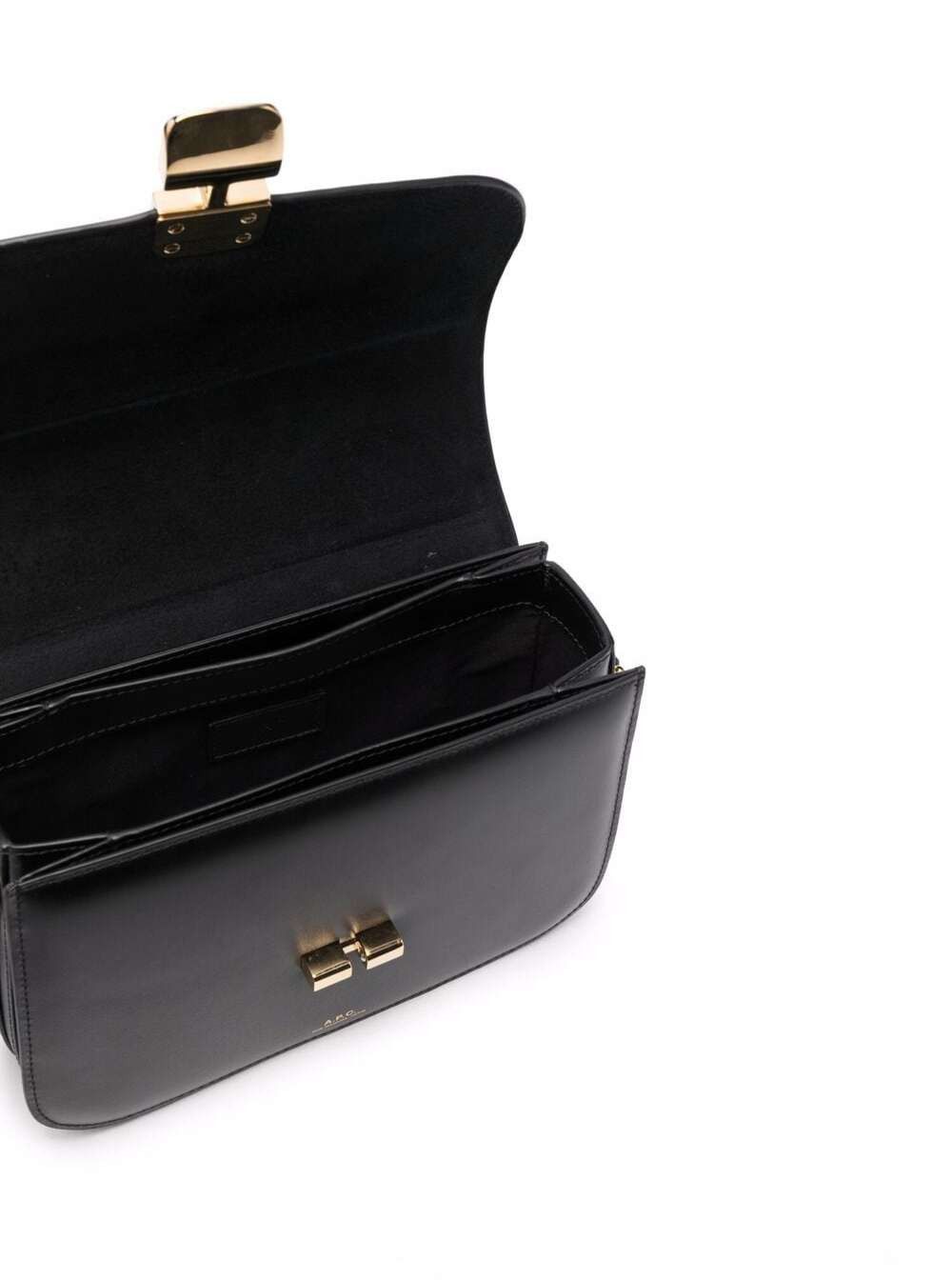 A.P.C. 'Grace' Black Small Crossbody Bag with Adjustable Strap and Logo Lettering Imprinted on the Front in Leather for Women Size ONE SIZE - 4 Thumbnail