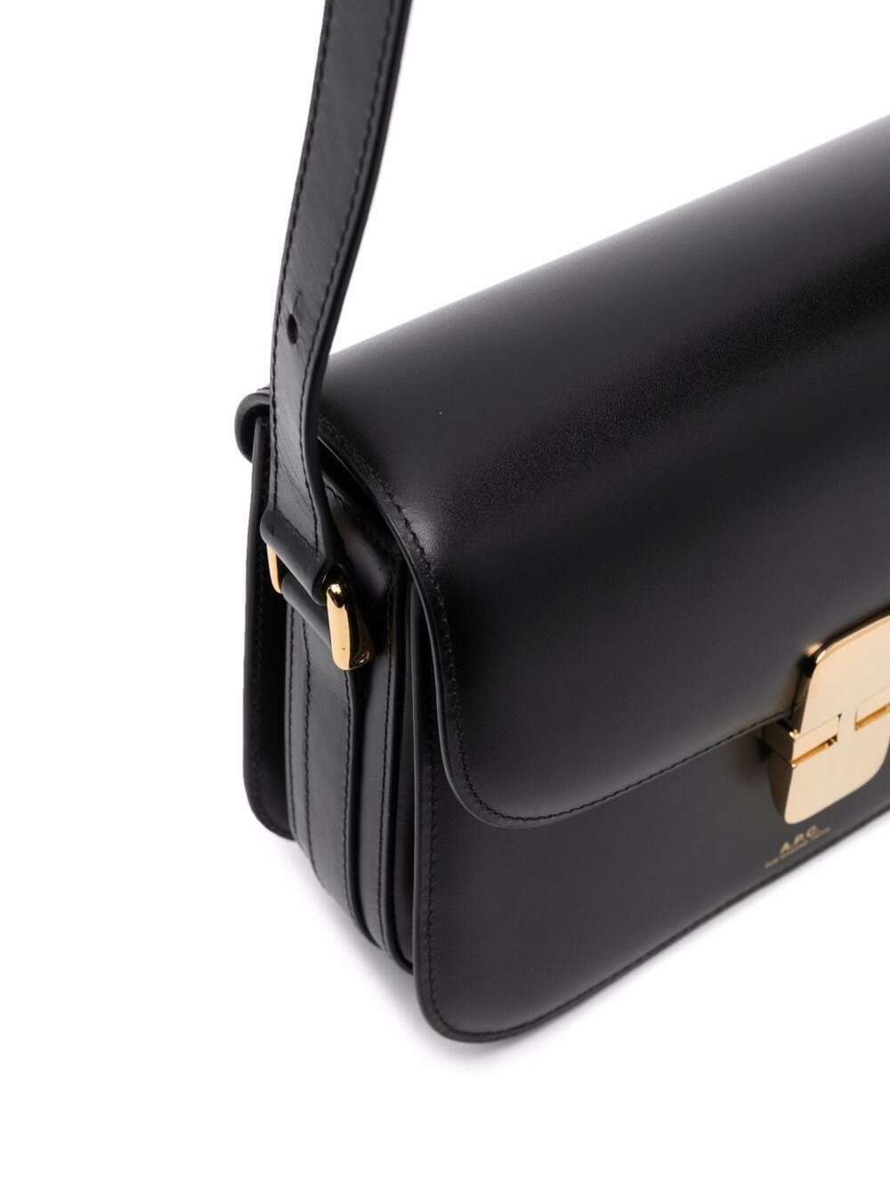 A.P.C. 'Grace' Black Small Crossbody Bag with Adjustable Strap and Logo Lettering Imprinted on the Front in Leather for Women Size ONE SIZE - 3 Thumbnail