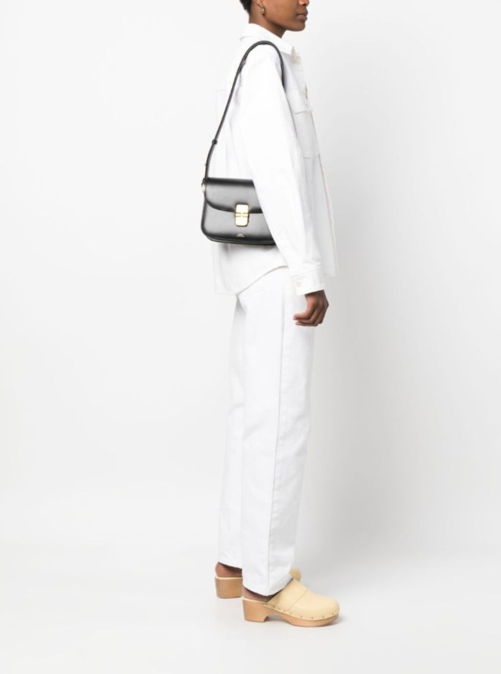A.P.C. 'Grace' Black Small Crossbody Bag with Adjustable Strap and Logo Lettering Imprinted on the Front in Leather for Women Size ONE SIZE - 5 Thumbnail