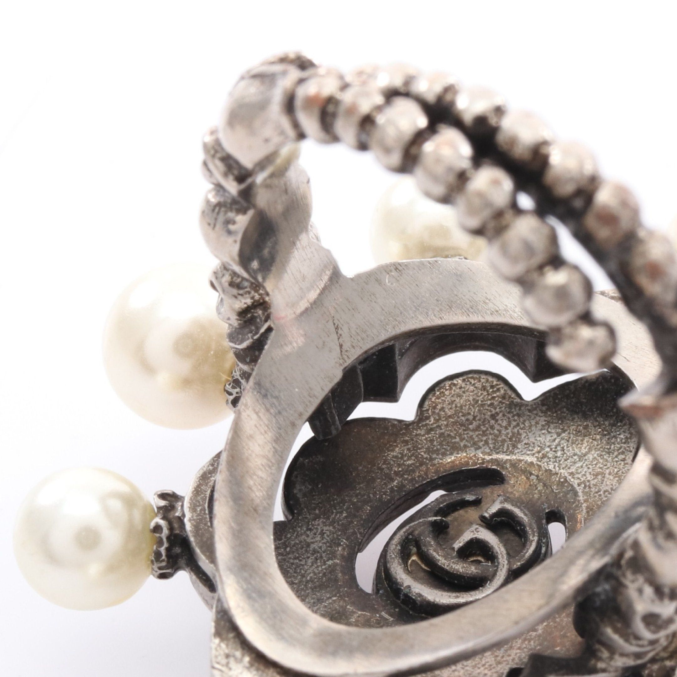 Gucci Gucci Ring Fake Pearl Rhinestone Silver White Pink Size ONE SIZE - 7 Thumbnail