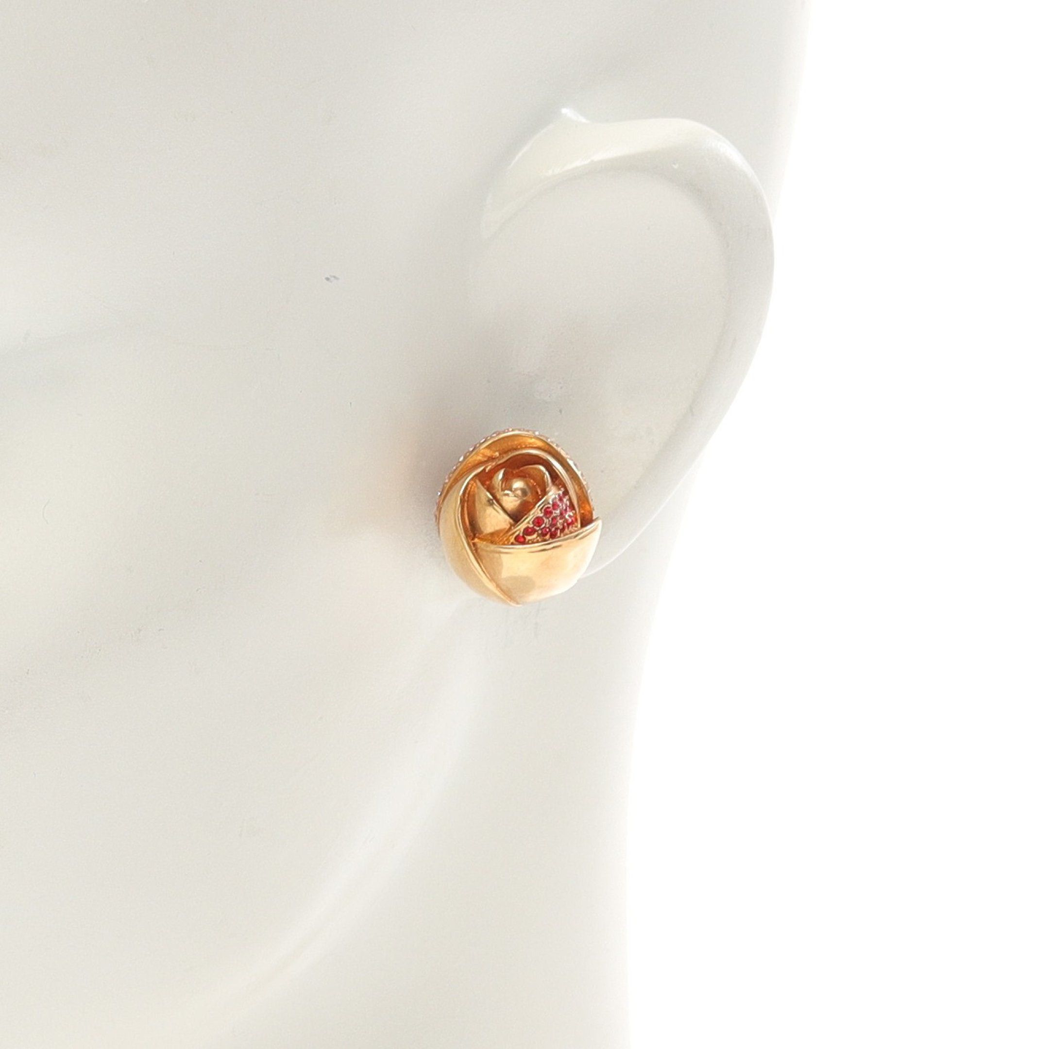 Dior Dior Earrings Gp Rhinestone Gold Pink Red Size ONE SIZE - 4 Thumbnail