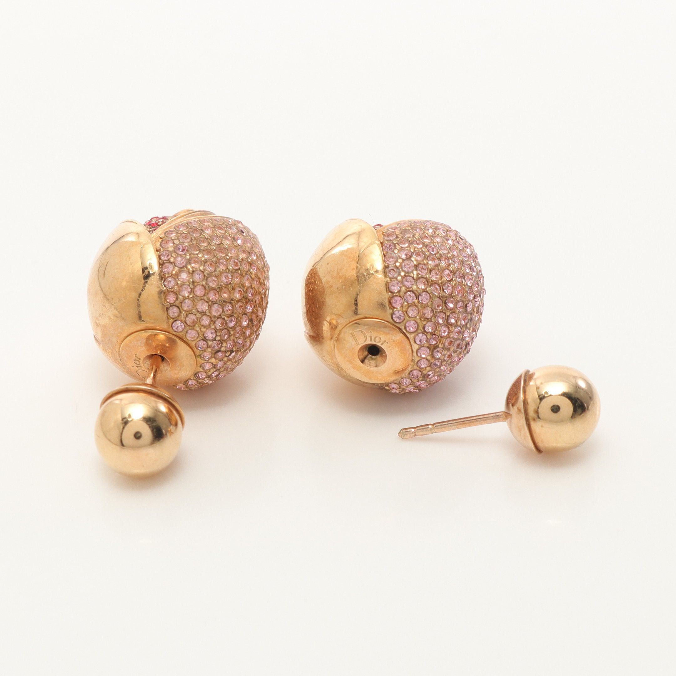 Dior Dior Earrings Gp Rhinestone Gold Pink Red Size ONE SIZE - 2 Thumbnail