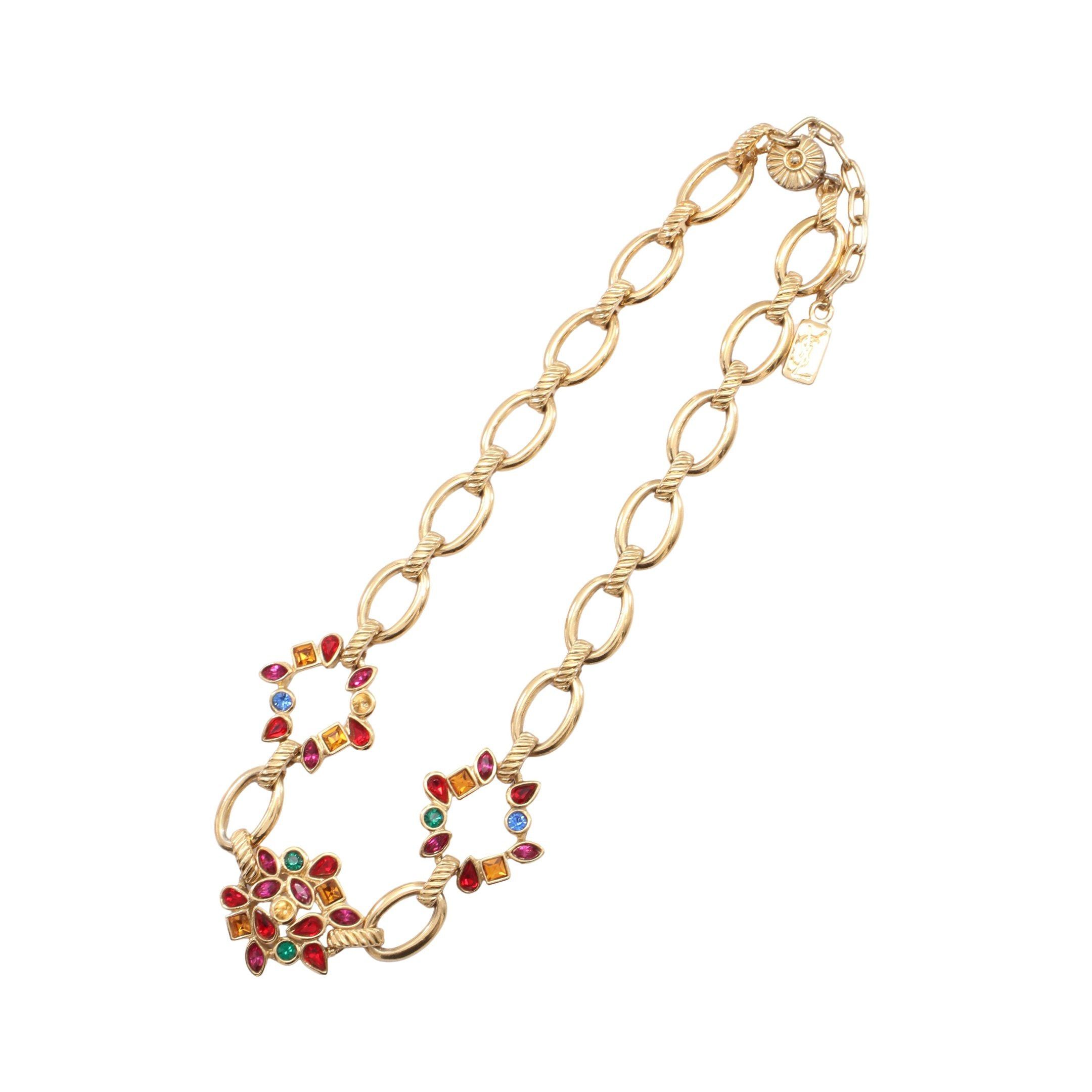 Yves Saint Laurent Yves Saint Laurent Necklace Gp Rhinestone Gold Multicolor Size ONE SIZE - 3 Thumbnail