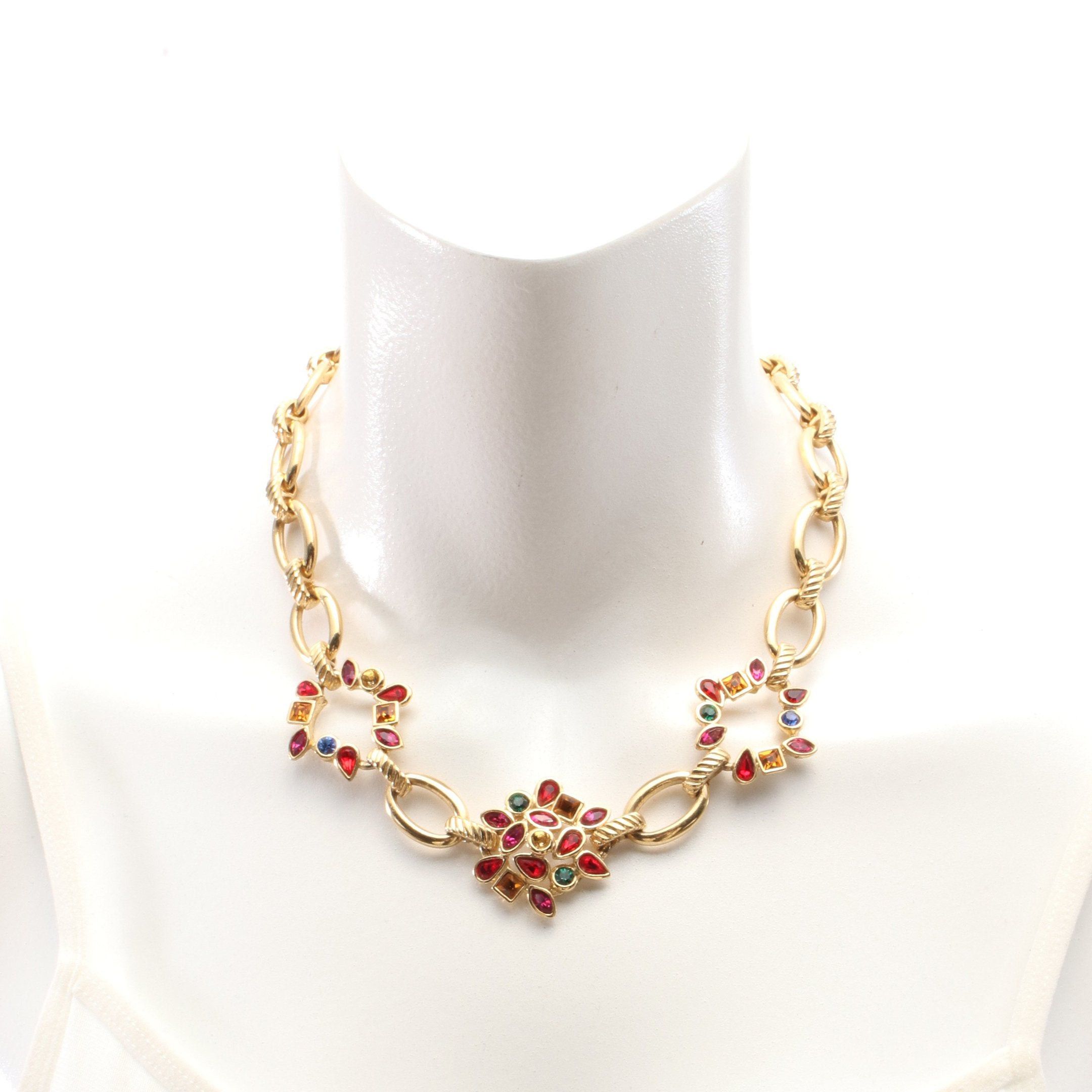 Yves Saint Laurent Yves Saint Laurent Necklace Gp Rhinestone Gold Multicolor Size ONE SIZE - 5 Thumbnail