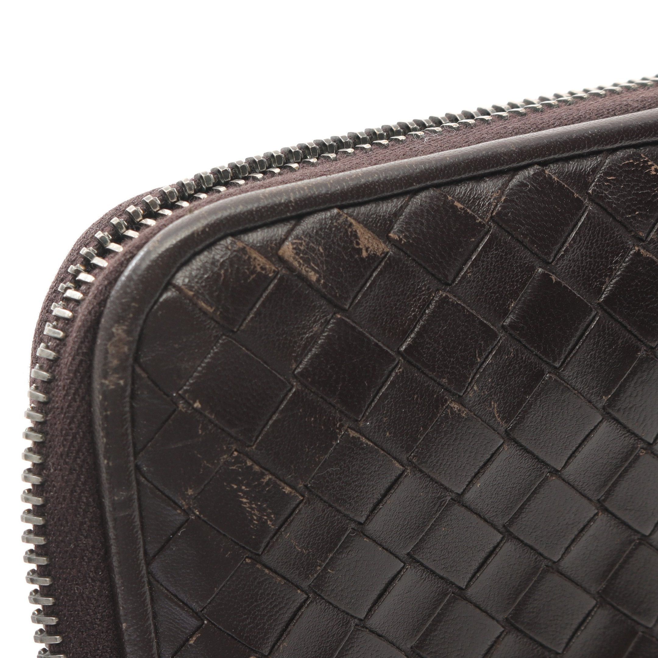 Bottega Veneta Bottega Veneta Intrecciato Round Zipper Long Wallet Leather Dark Brown Size ONE SIZE - 7 Thumbnail