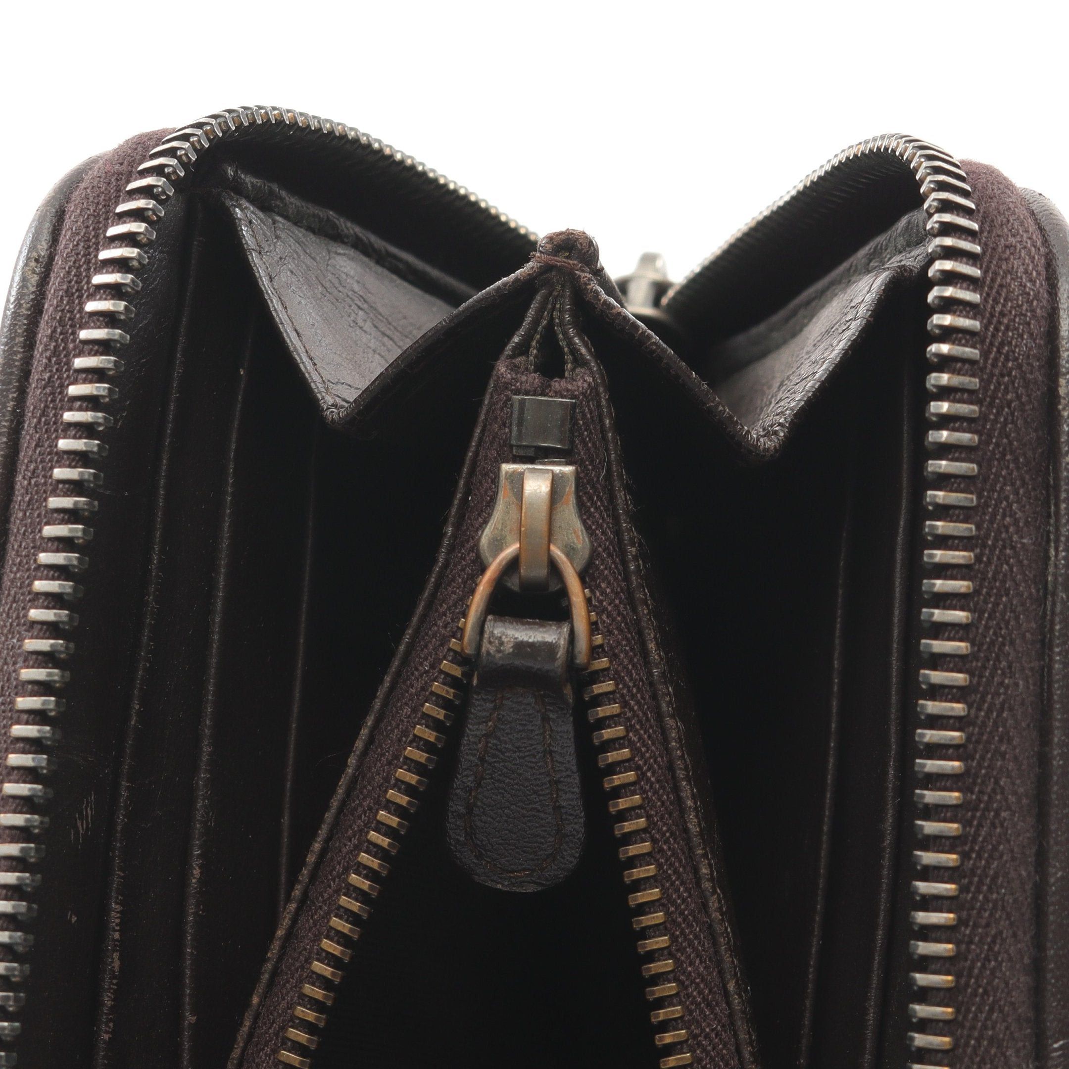 Bottega Veneta Bottega Veneta Intrecciato Round Zipper Long Wallet Leather Dark Brown Size ONE SIZE - 6 Thumbnail
