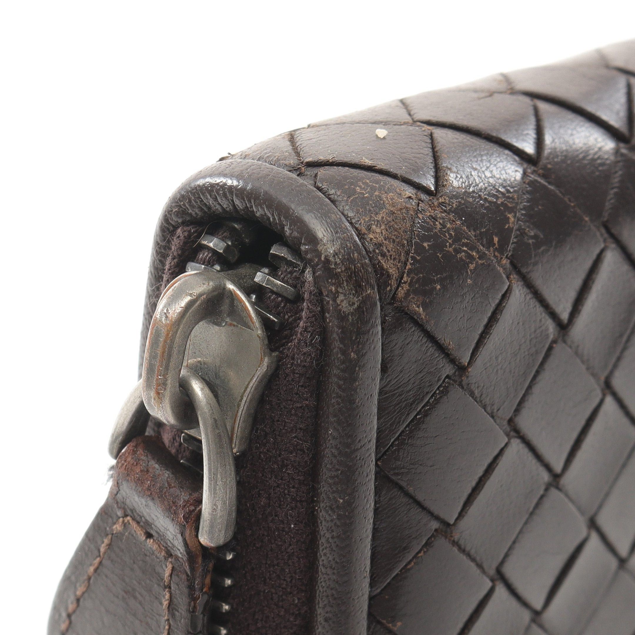 Bottega Veneta Bottega Veneta Intrecciato Round Zipper Long Wallet Leather Dark Brown Size ONE SIZE - 9 Thumbnail