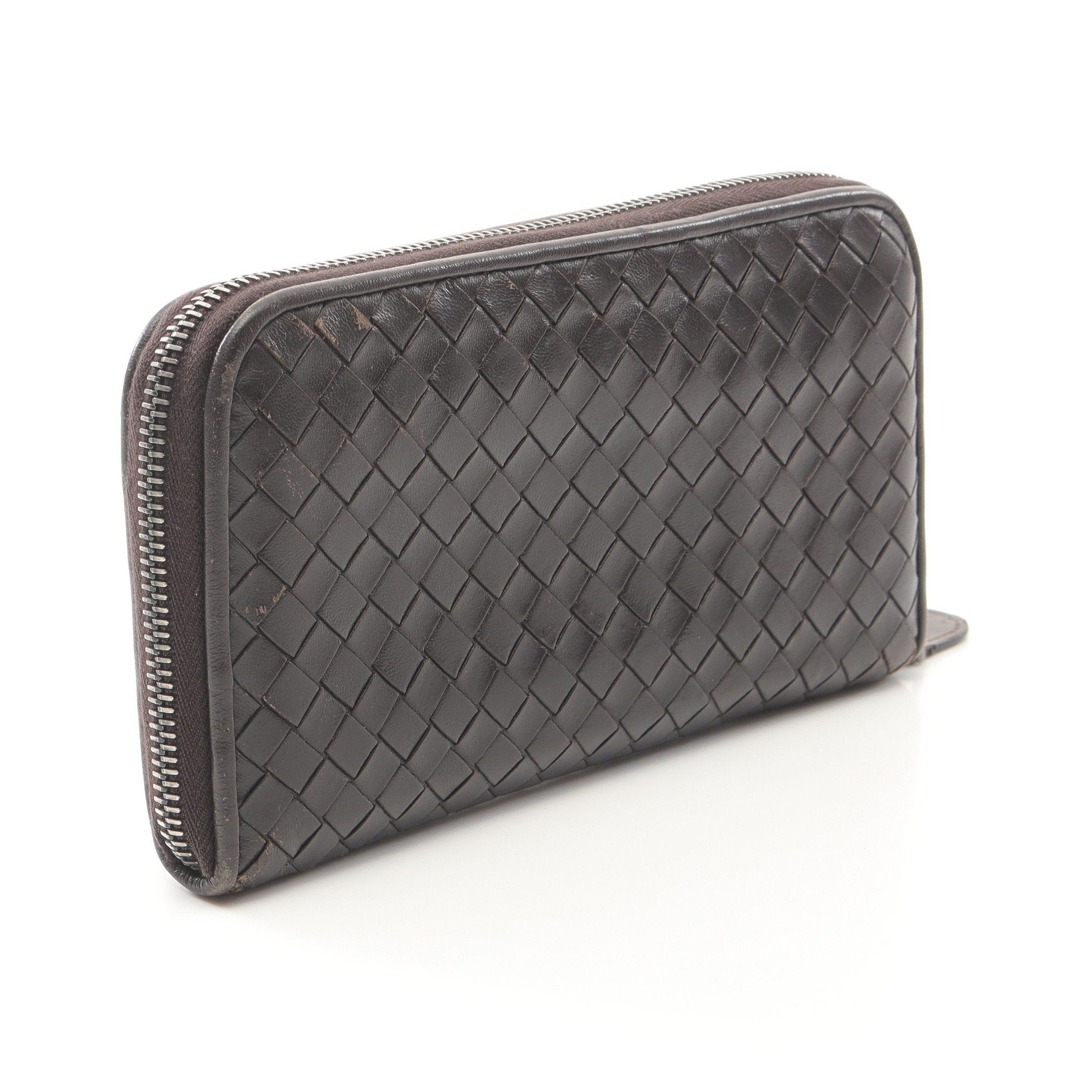 Bottega Veneta Bottega Veneta Intrecciato Round Zipper Long Wallet Leather Dark Brown Size ONE SIZE - 2 Thumbnail